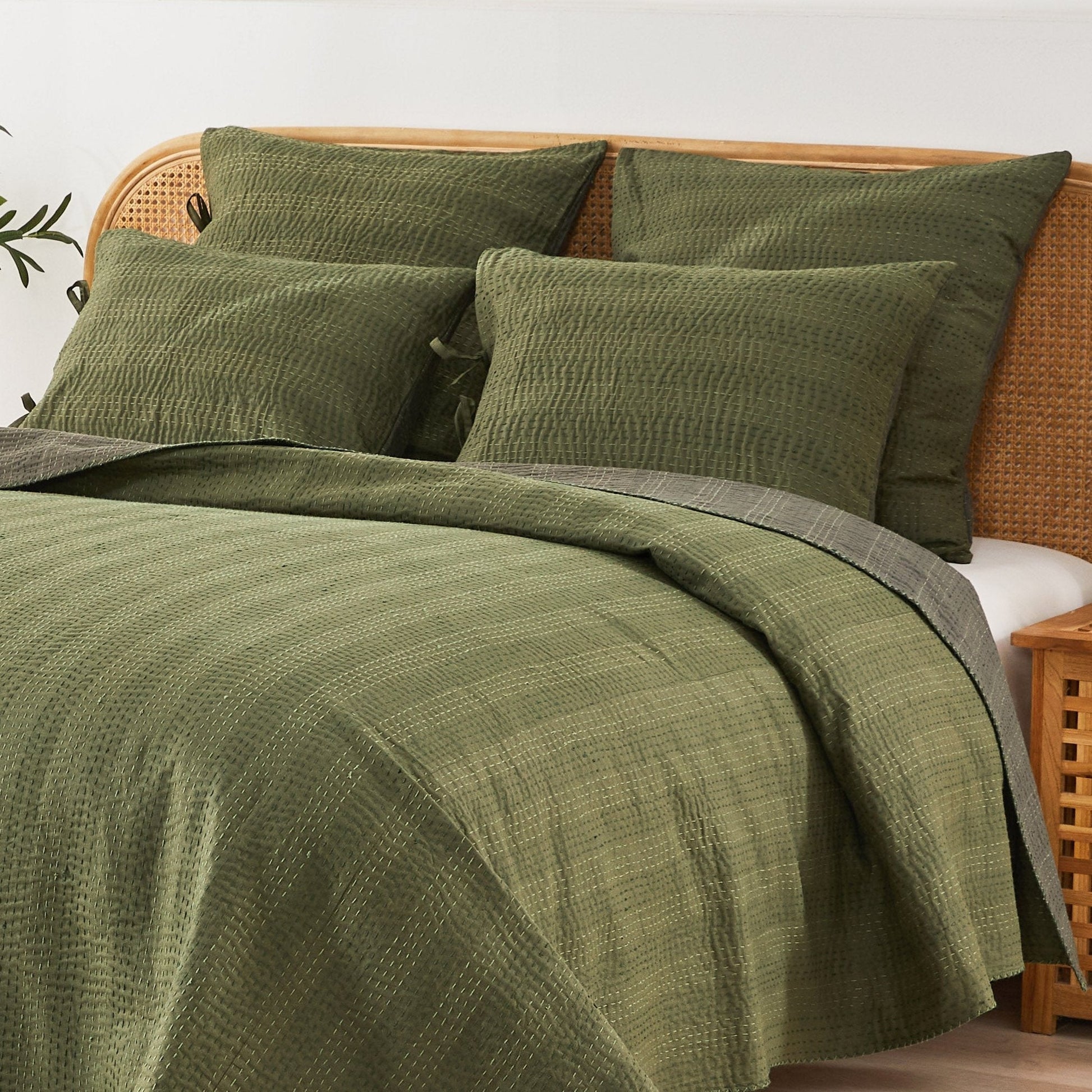 Hand Stitched Reversible Kantha Pillow Sham Pairs - Quahog Bay Bedding