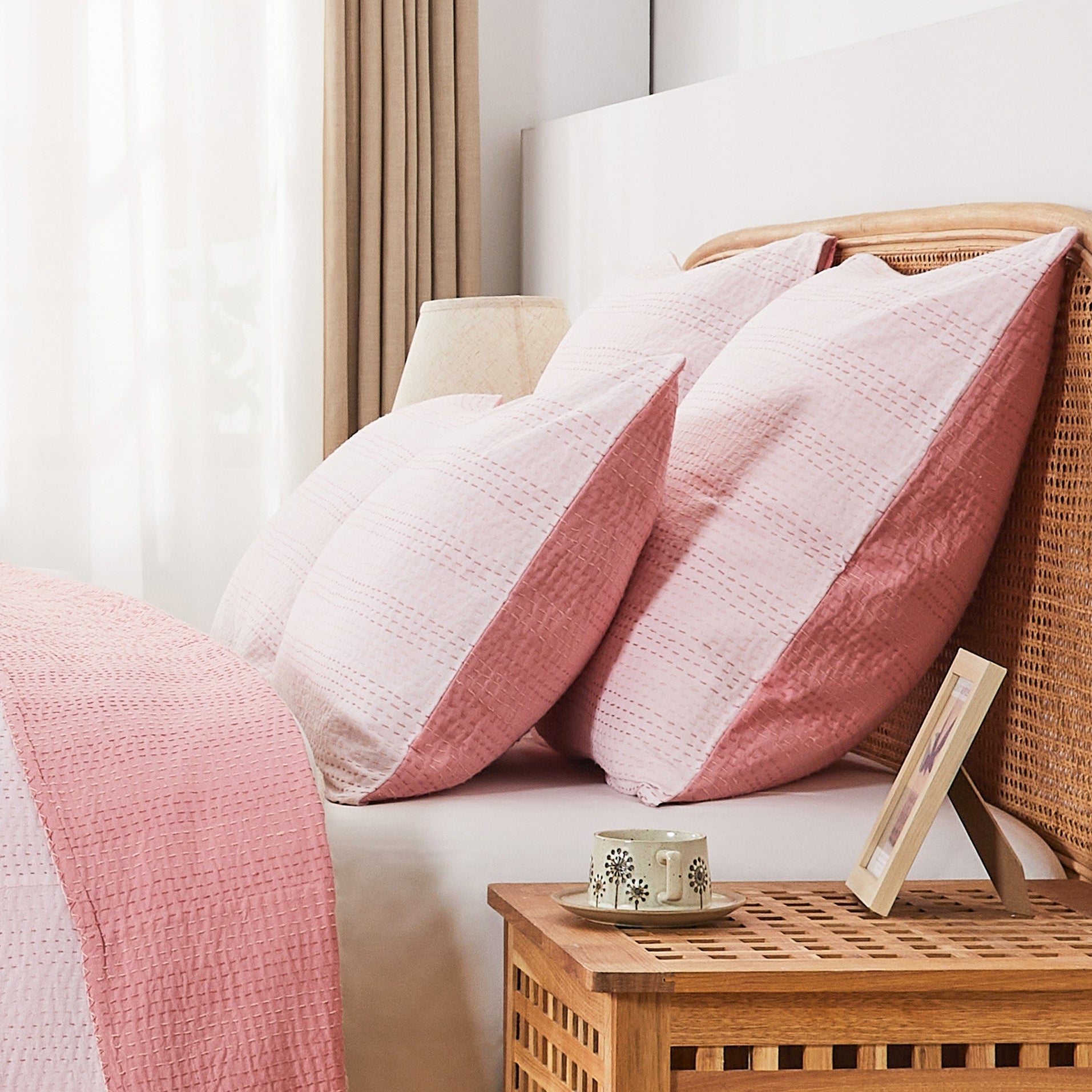 Hand Stitched Reversible Kantha Pillow Sham Pairs - Quahog Bay Bedding