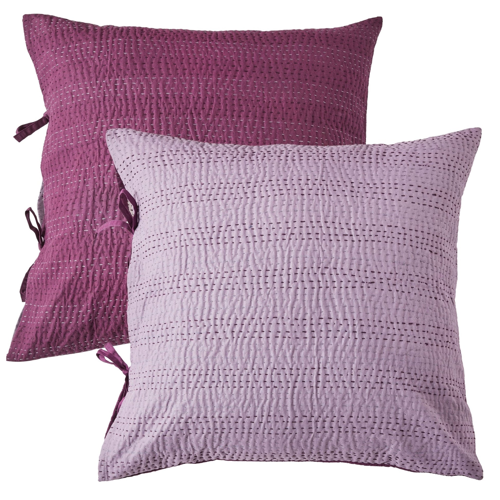 Hand Stitched Reversible Kantha Pillow Sham Pairs - Quahog Bay Bedding