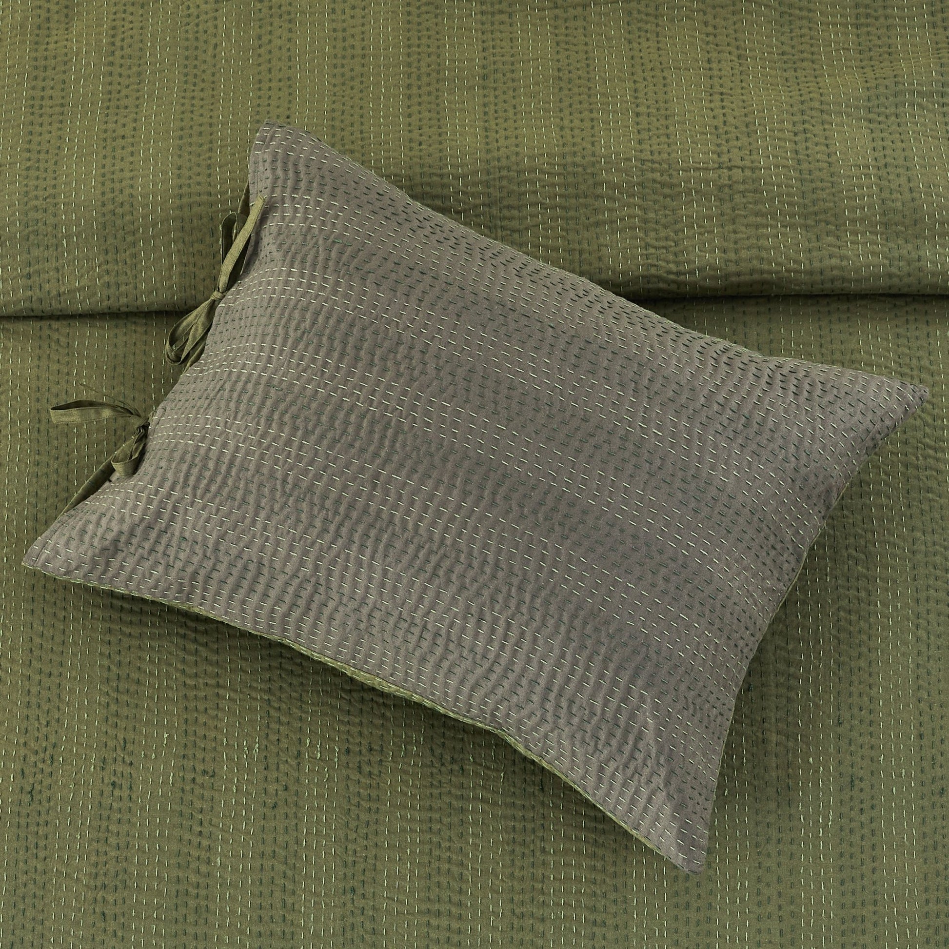 Hand Stitched Reversible Kantha Pillow Sham Pairs - Quahog Bay Bedding
