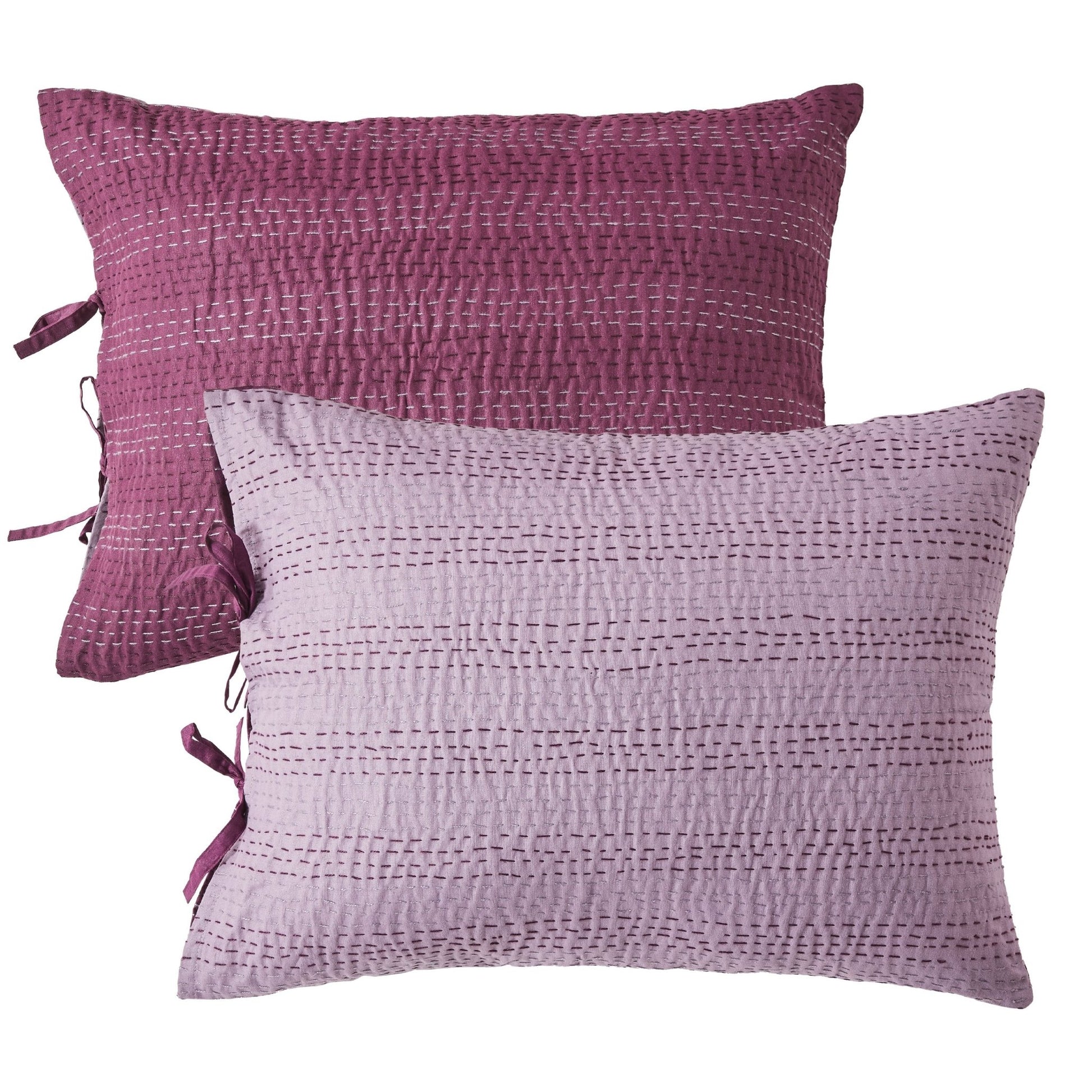 Hand Stitched Reversible Kantha Pillow Sham Pairs - Quahog Bay Bedding