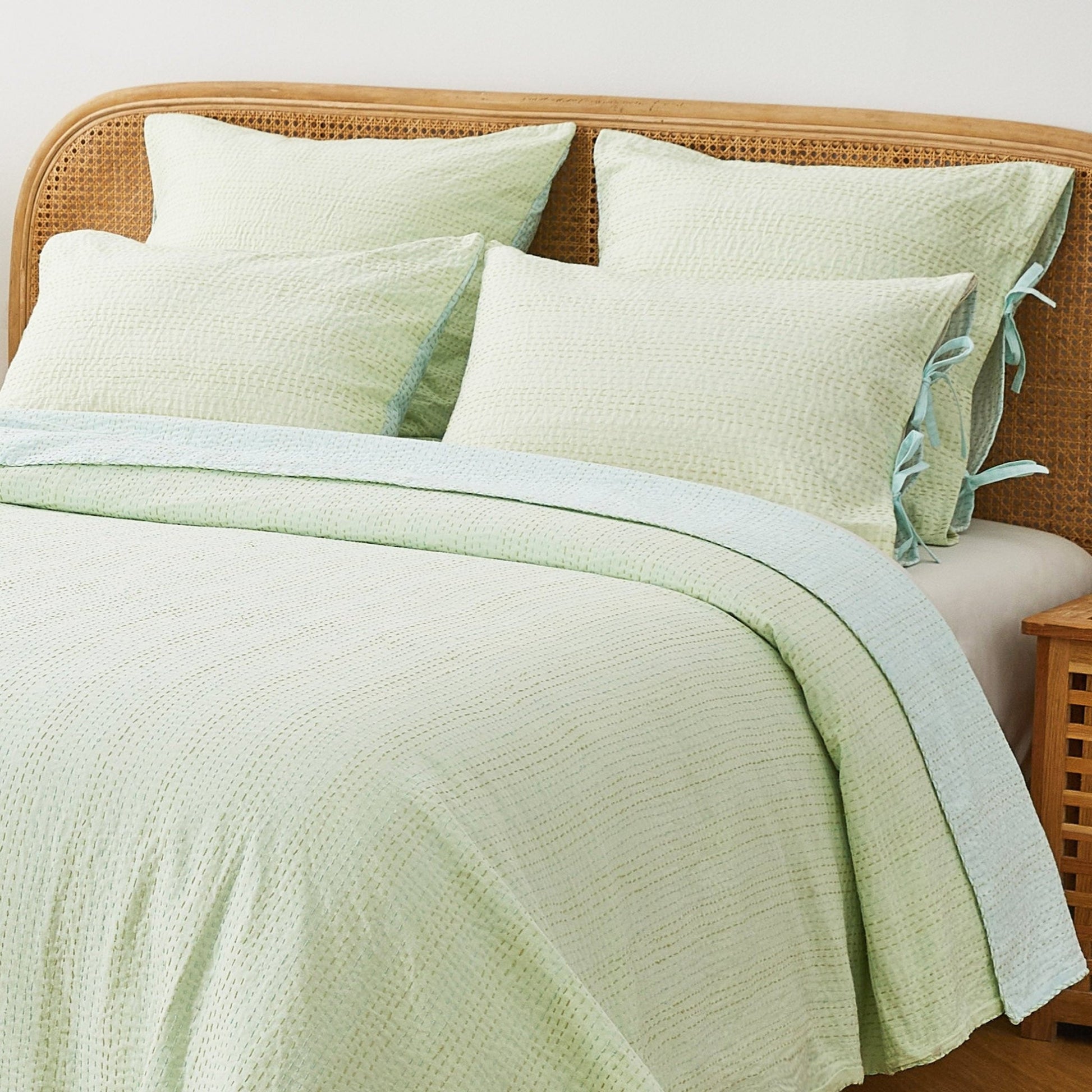 Hand Stitched Reversible Kantha Pillow Sham Pairs - Quahog Bay Bedding