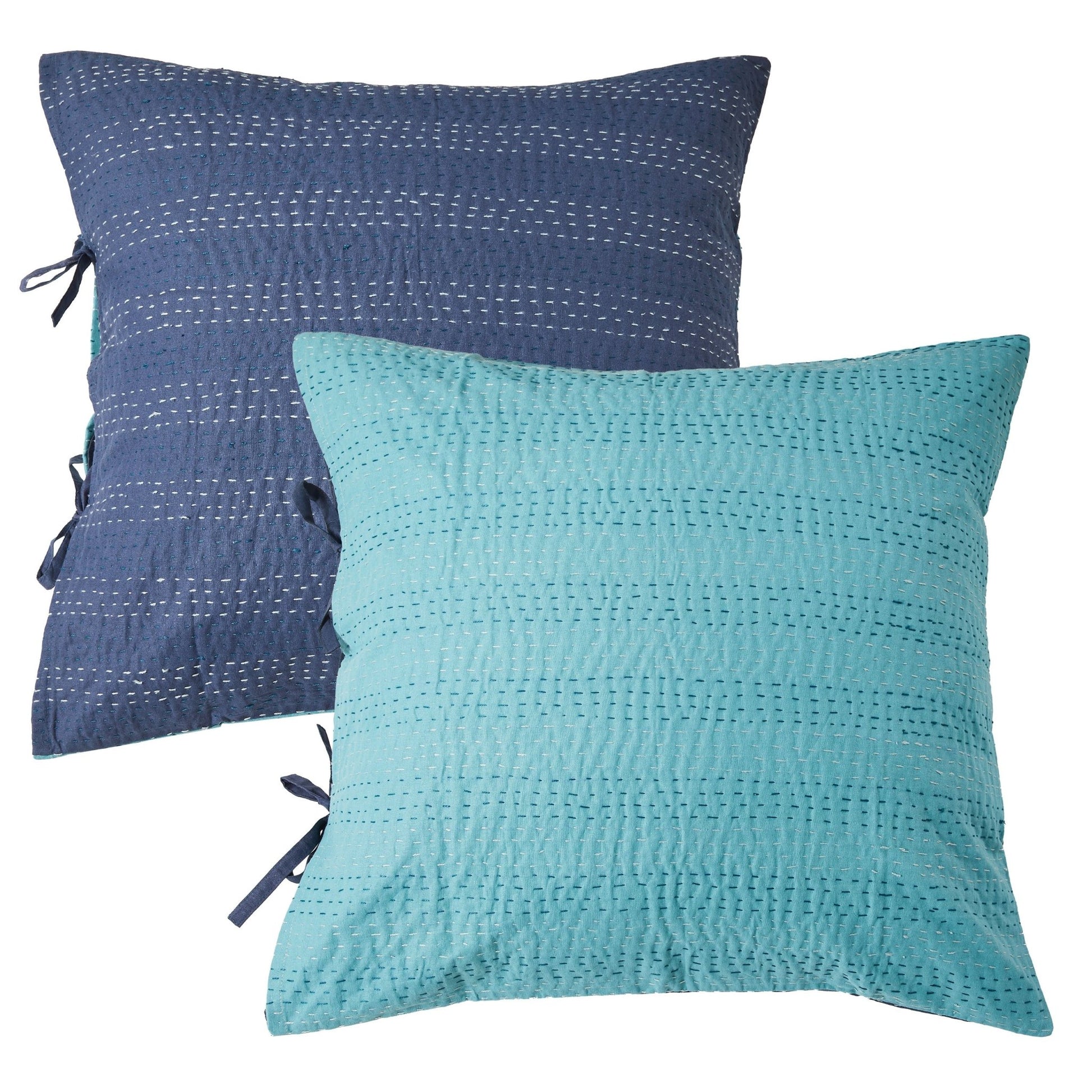 Hand Stitched Reversible Kantha Pillow Sham Pairs - Quahog Bay Bedding