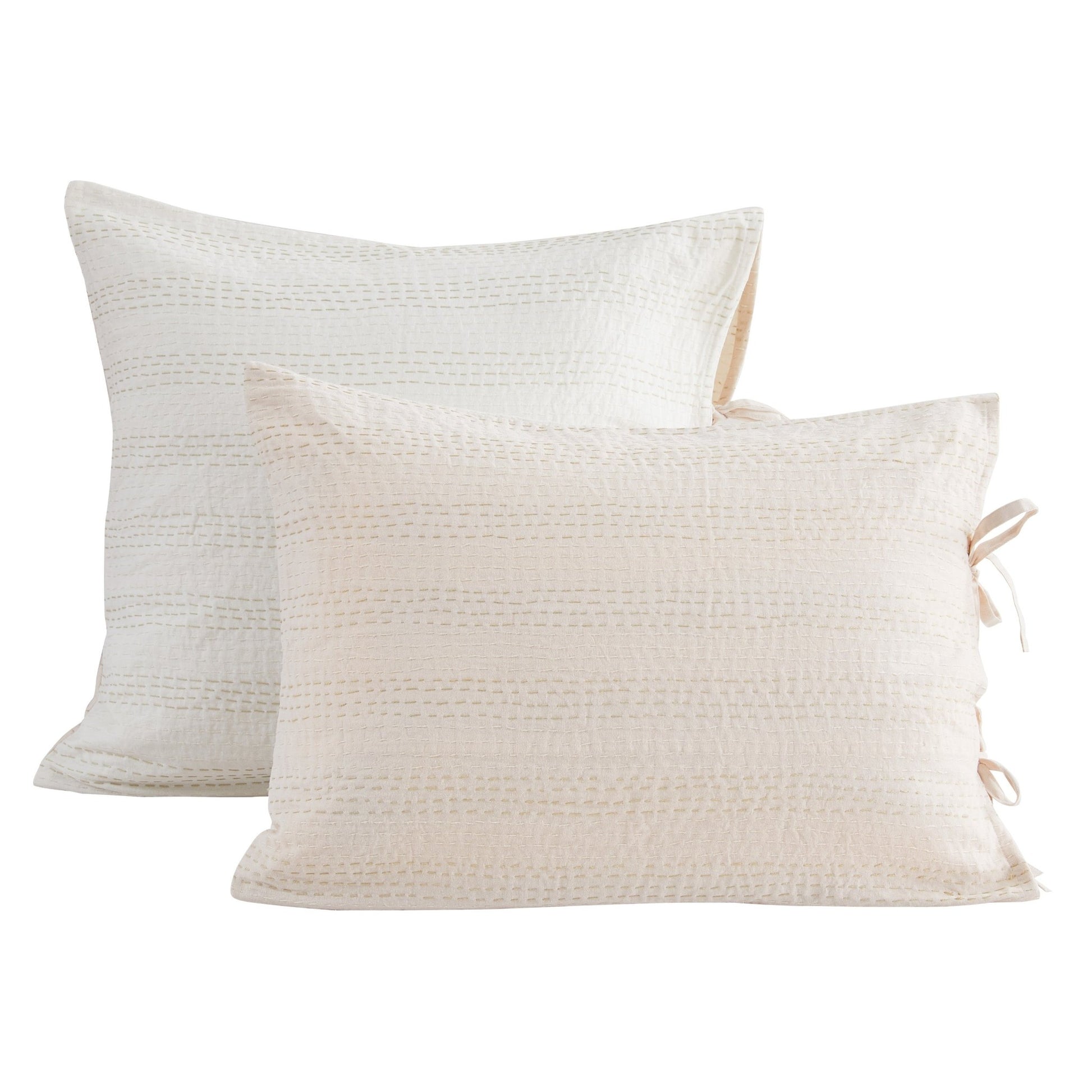 Hand Stitched Reversible Kantha Pillow Sham Pairs - Quahog Bay Bedding