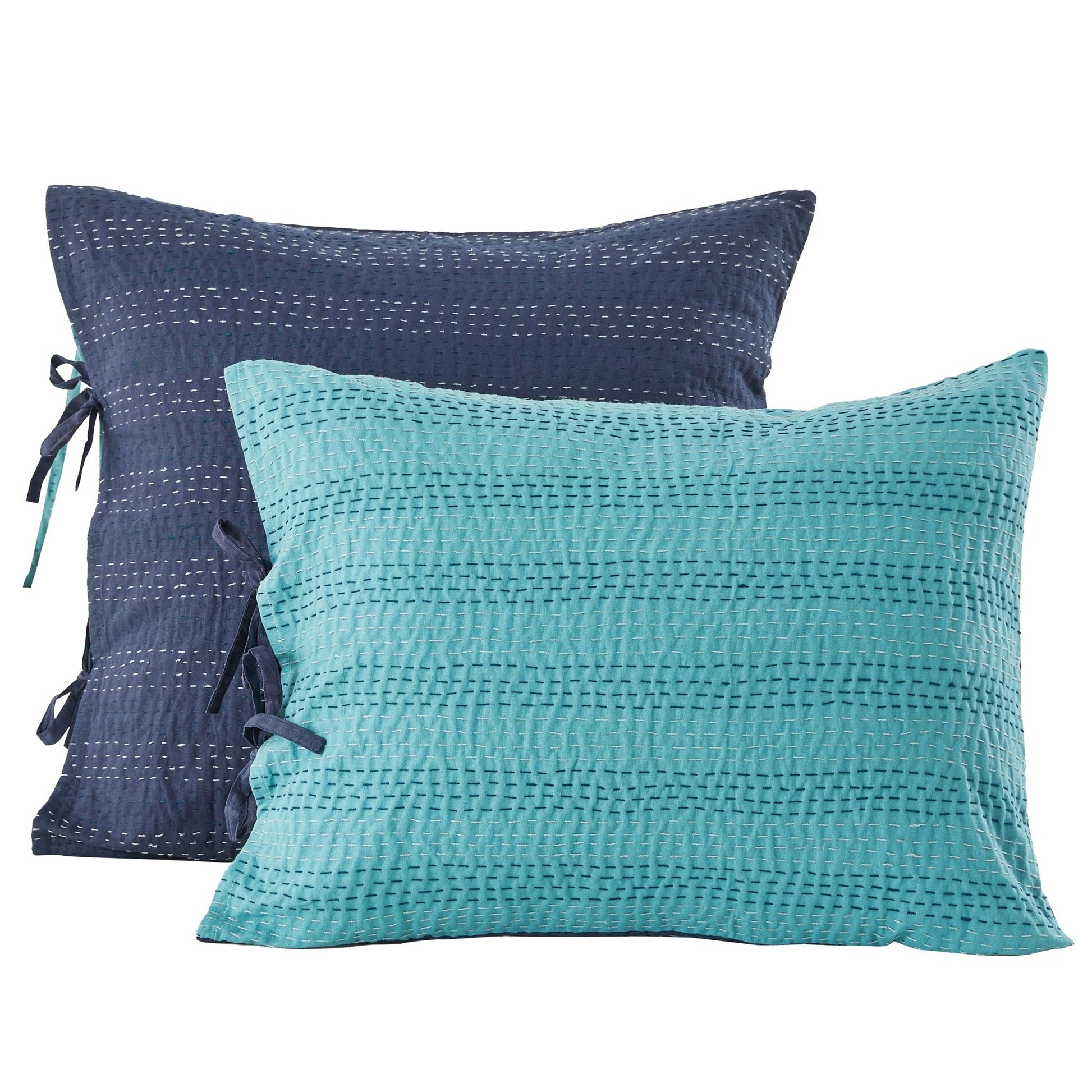 Hand Stitched Reversible Kantha Pillow Sham Pairs - Quahog Bay Bedding