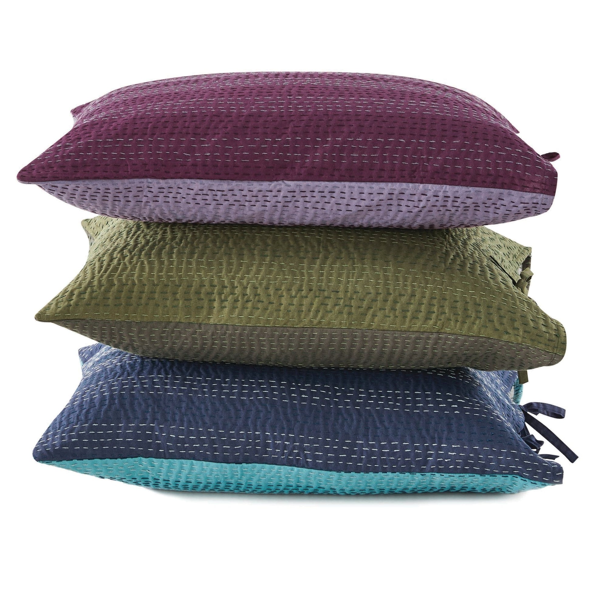 Hand Stitched Reversible Kantha Pillow Sham Pairs - Quahog Bay Bedding