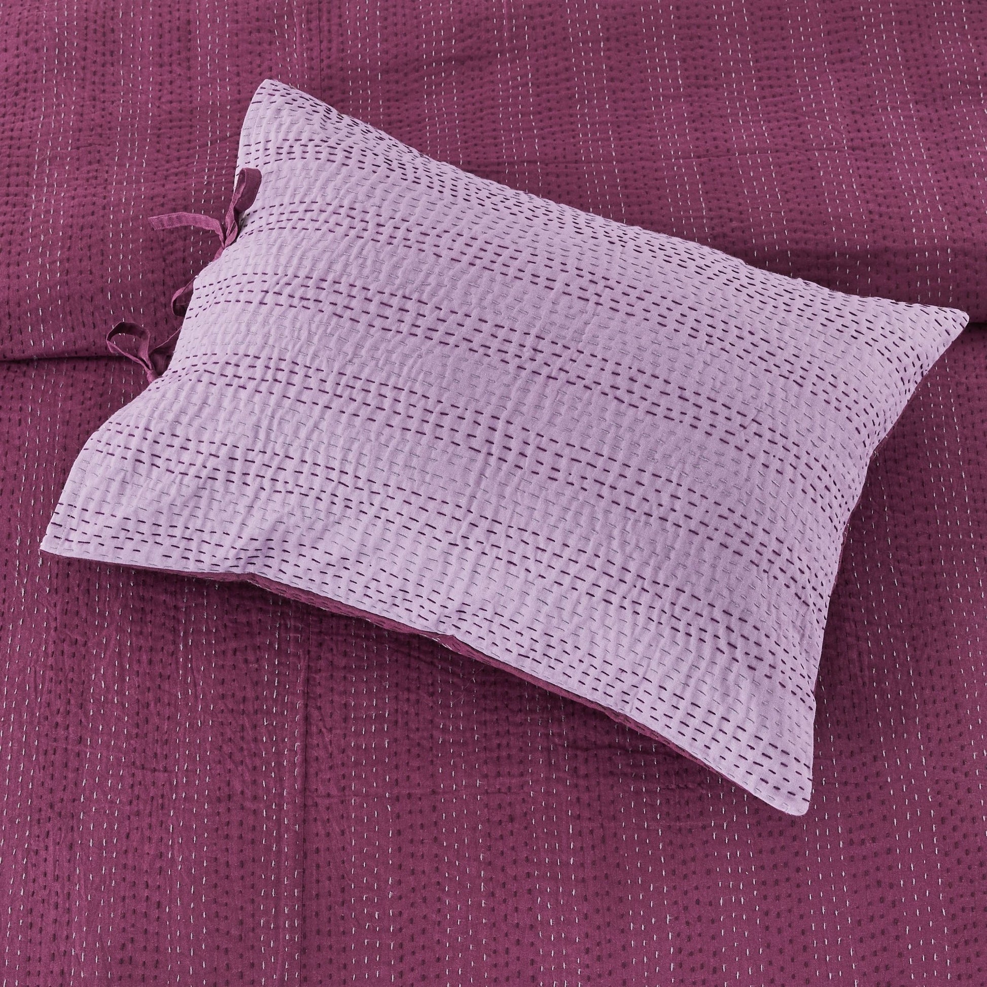 Hand Stitched Reversible Kantha Pillow Sham Pairs - Quahog Bay Bedding