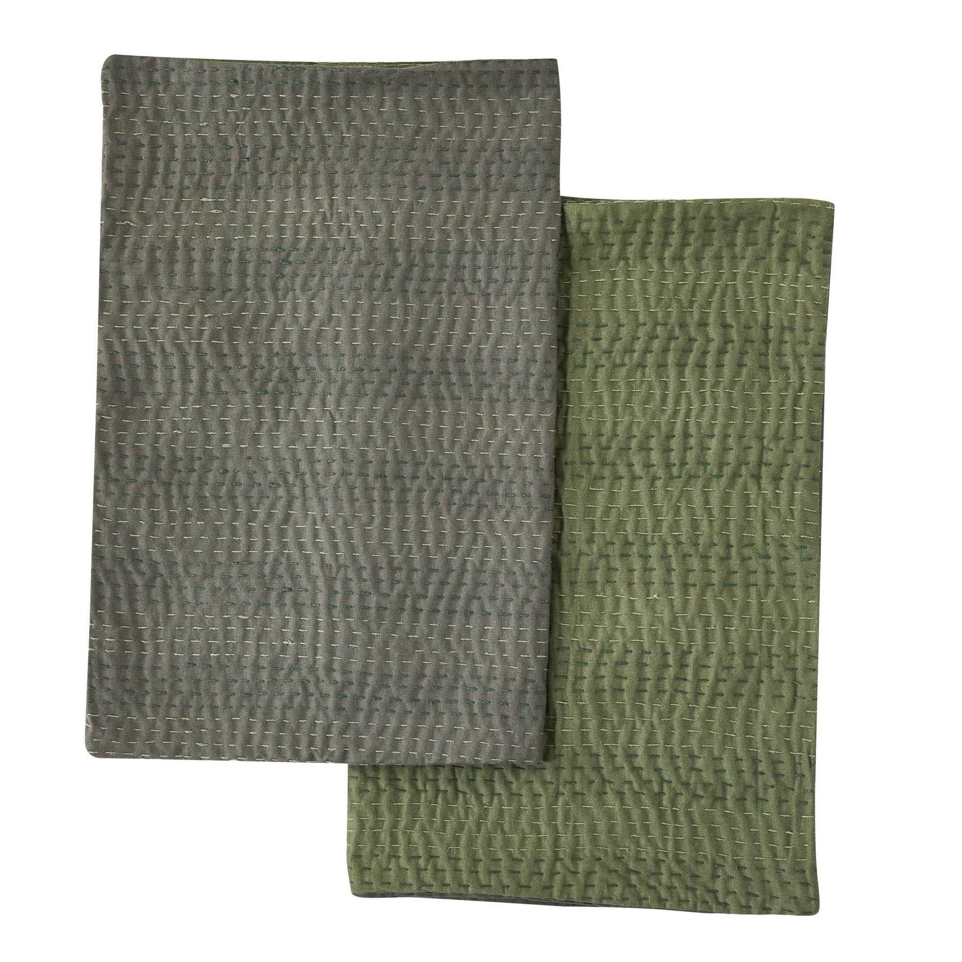 Hand Stitched Reversible Kantha Pillow Sham Pairs - Quahog Bay Bedding