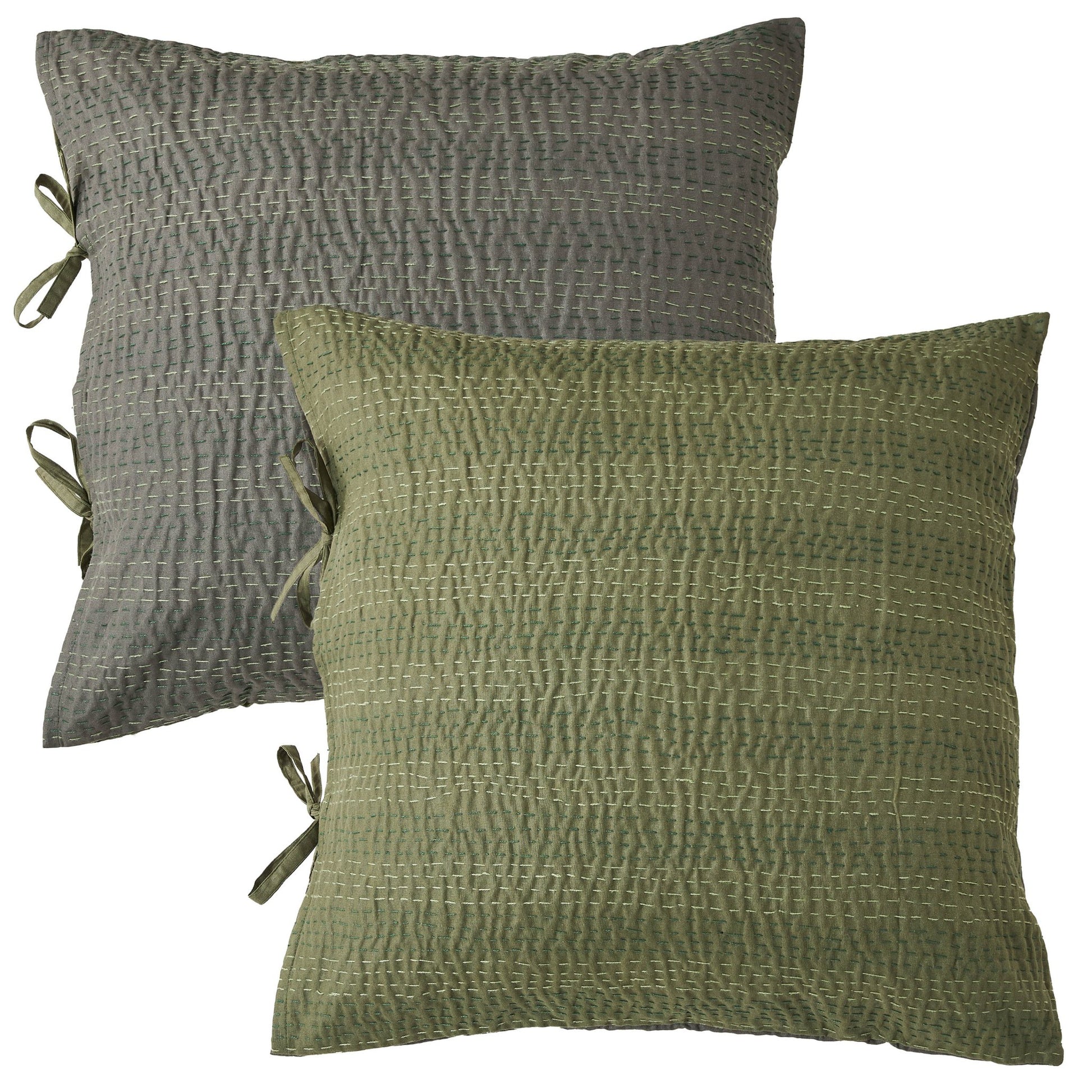 Hand Stitched Reversible Kantha Pillow Sham Pairs - Quahog Bay Bedding