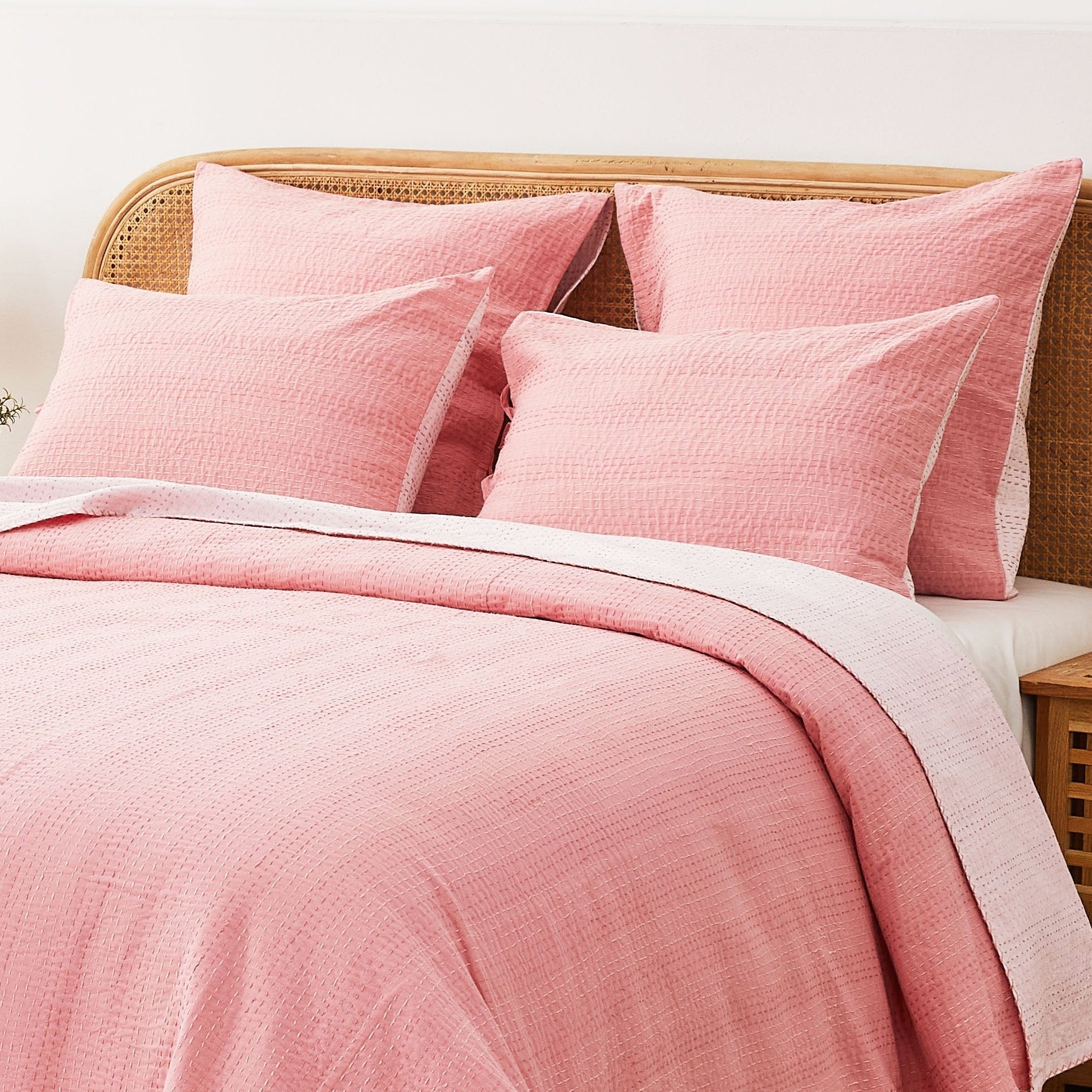 Hand Stitched Reversible Kantha Pillow Sham Pairs - Quahog Bay Bedding