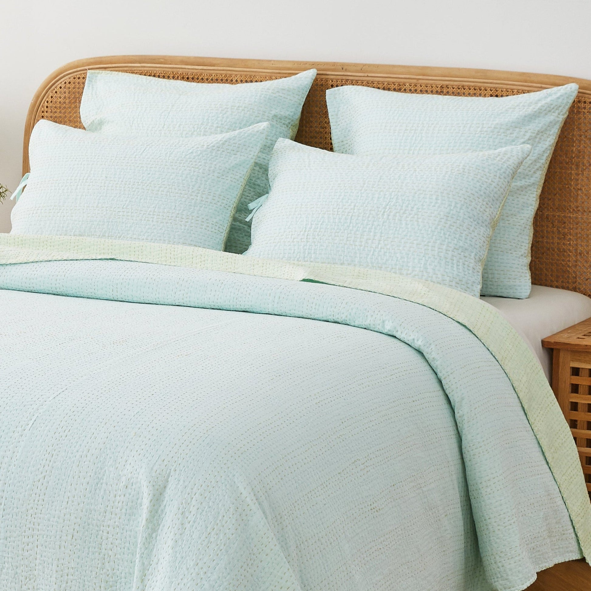 Hand Stitched Reversible Kantha Pillow Sham Pairs - Quahog Bay Bedding