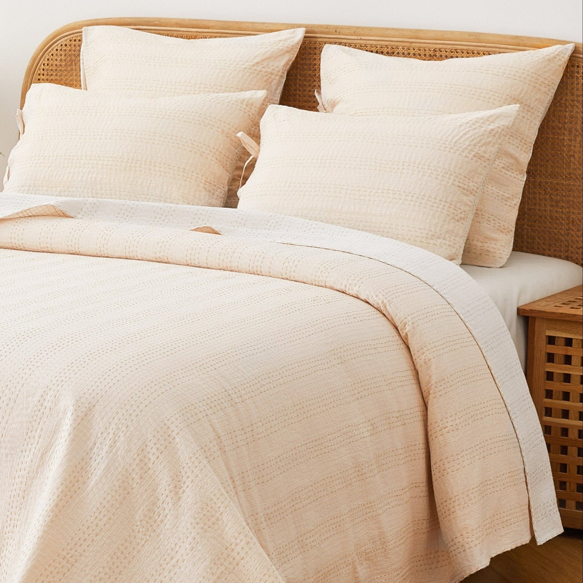 Hand Stitched Reversible Kantha Pillow Sham Pairs - Quahog Bay Bedding