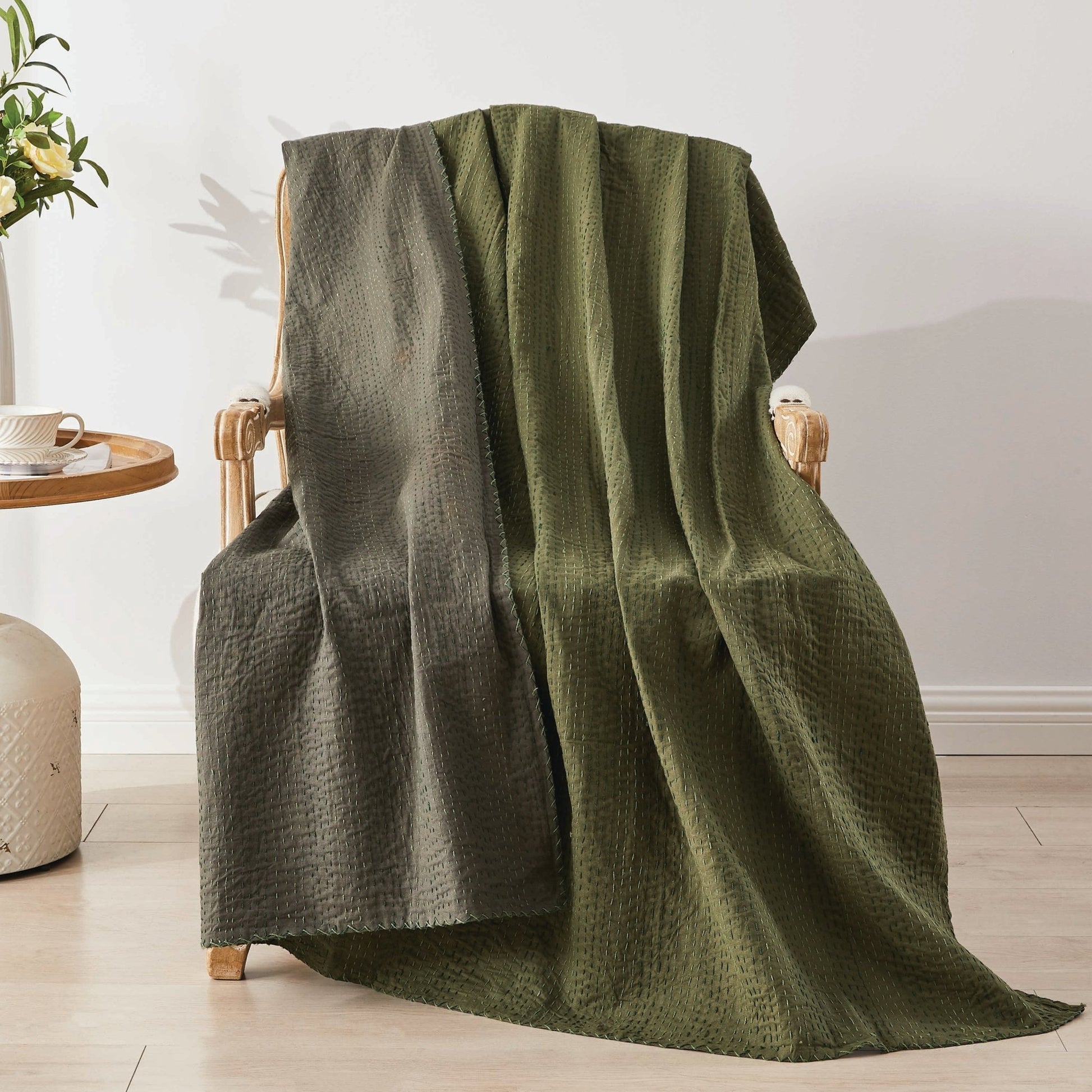 Hand Stitched Reversible Kantha Throws - Quahog Bay Bedding