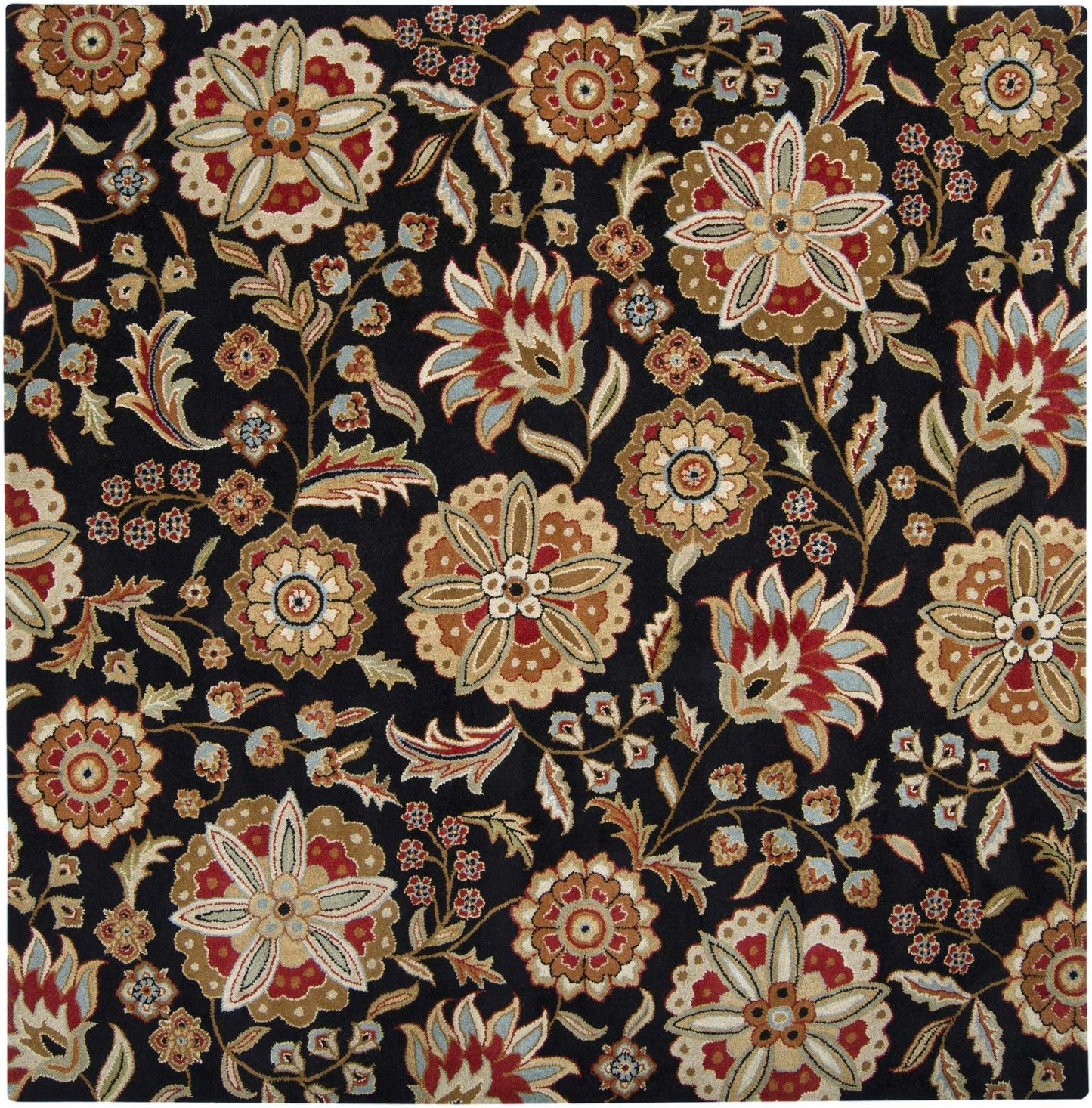 Heaters Black Floral Wool Carpet - Quahog Bay Bedding