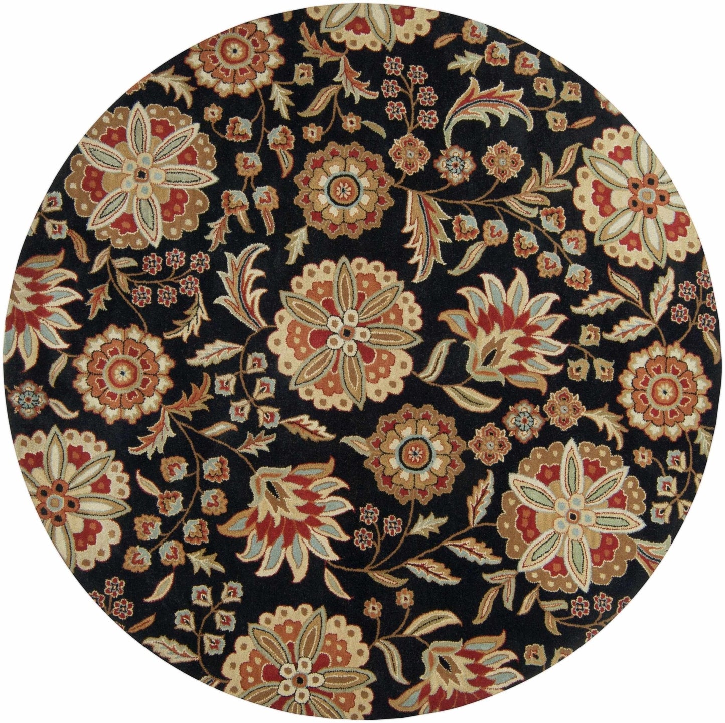 Heaters Black Floral Wool Carpet - Quahog Bay Bedding