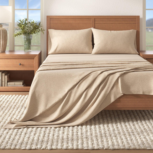 Heathered Solid Cotton Blend Flannel Sheets - Solid Cotton Flannel Sheets - Quahog Bay Bedding