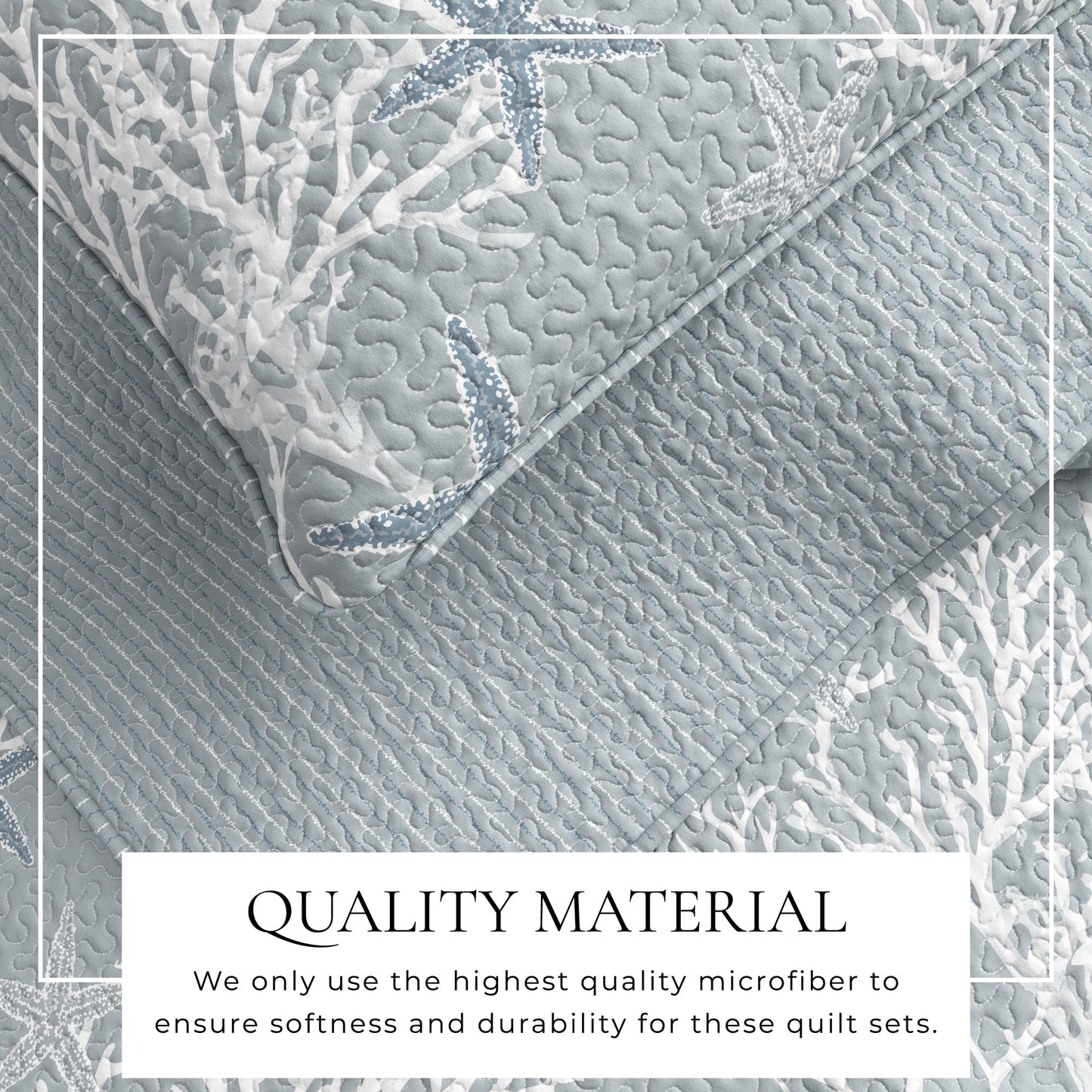 Fenwick Teal Coral Quilt Set - Coastal Quilts