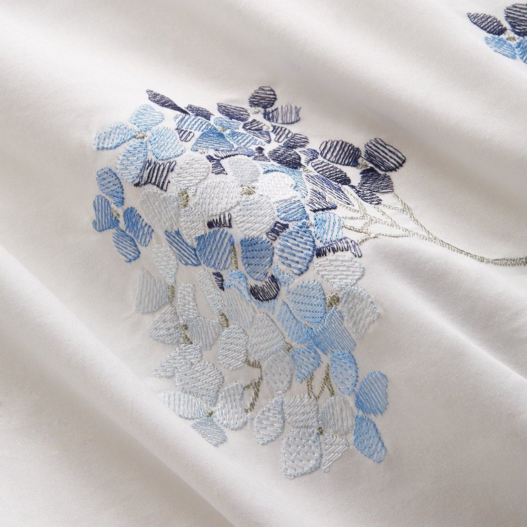 Hydrangea Floral 100% Cotton Embroidered Duvet Cover Set