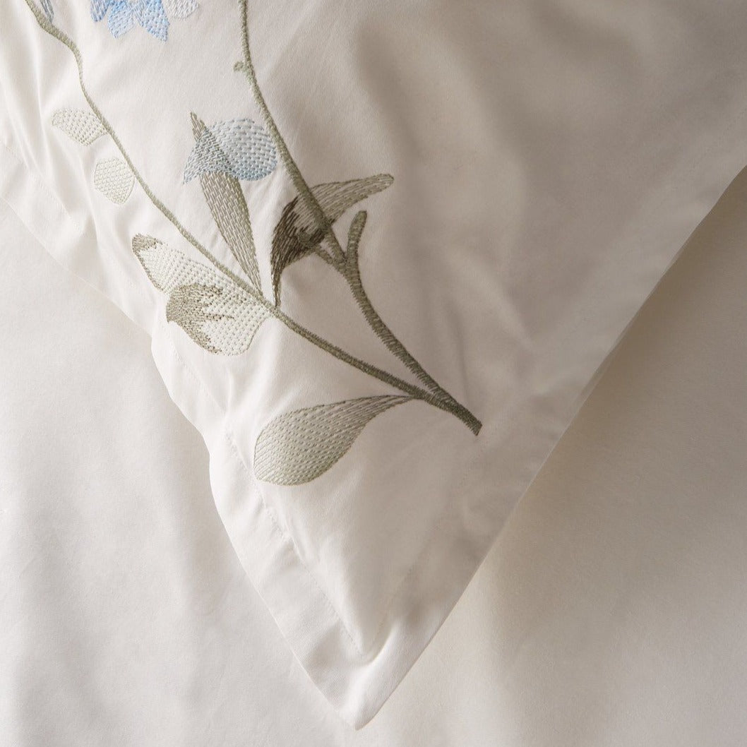 Hydrangea Floral 100% Cotton Embroidered Duvet Cover Set