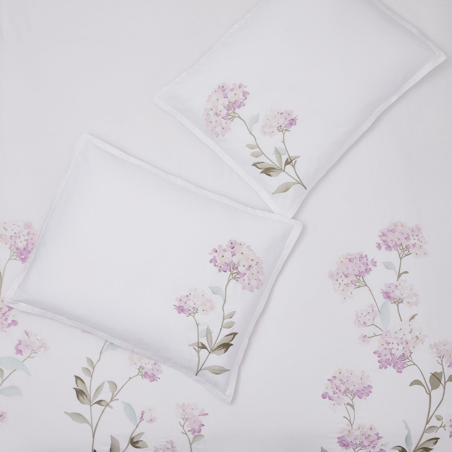 Hydrangea Floral 100% Cotton Embroidered Duvet Cover Set