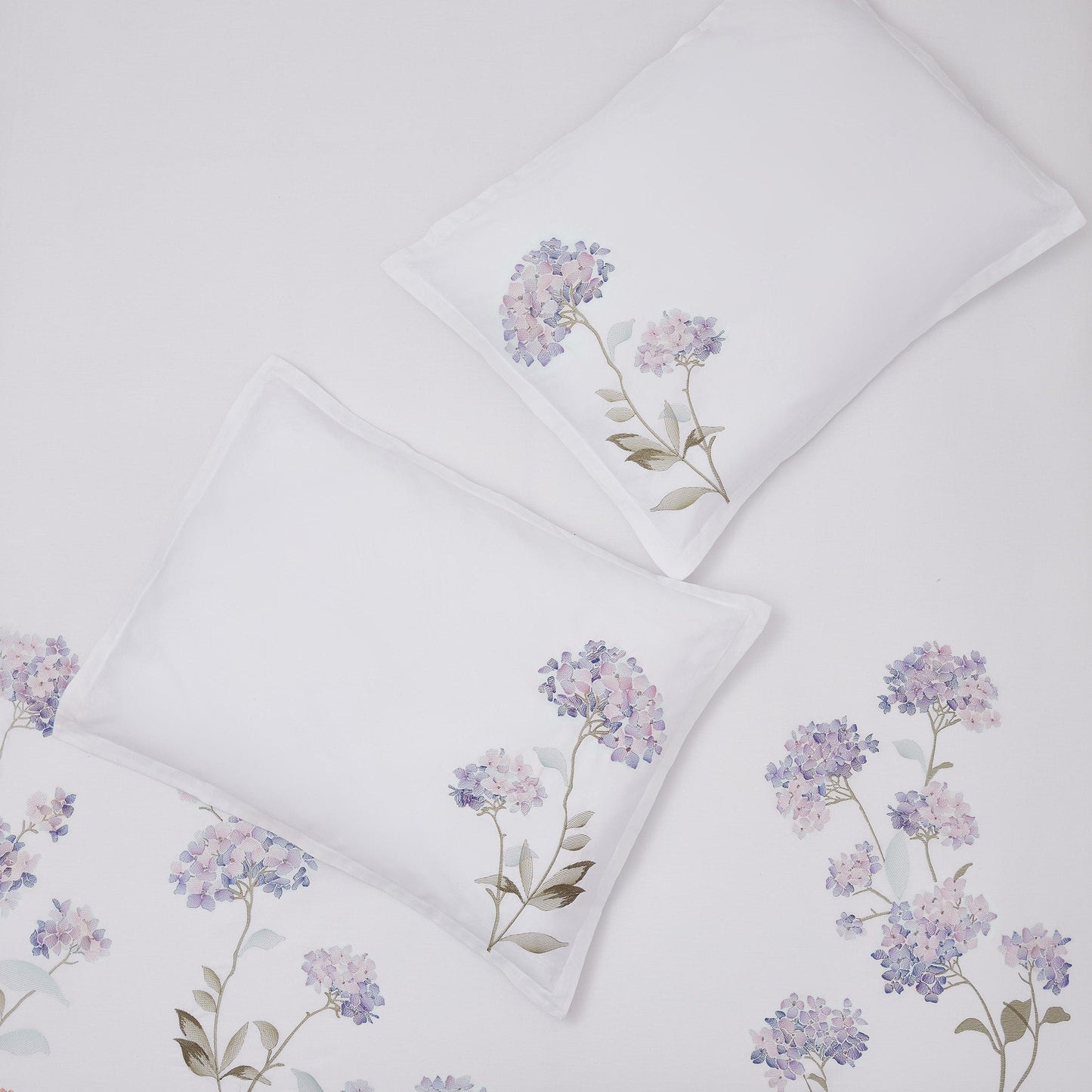 Hydrangea Floral 100% Cotton Embroidered Duvet Cover Set