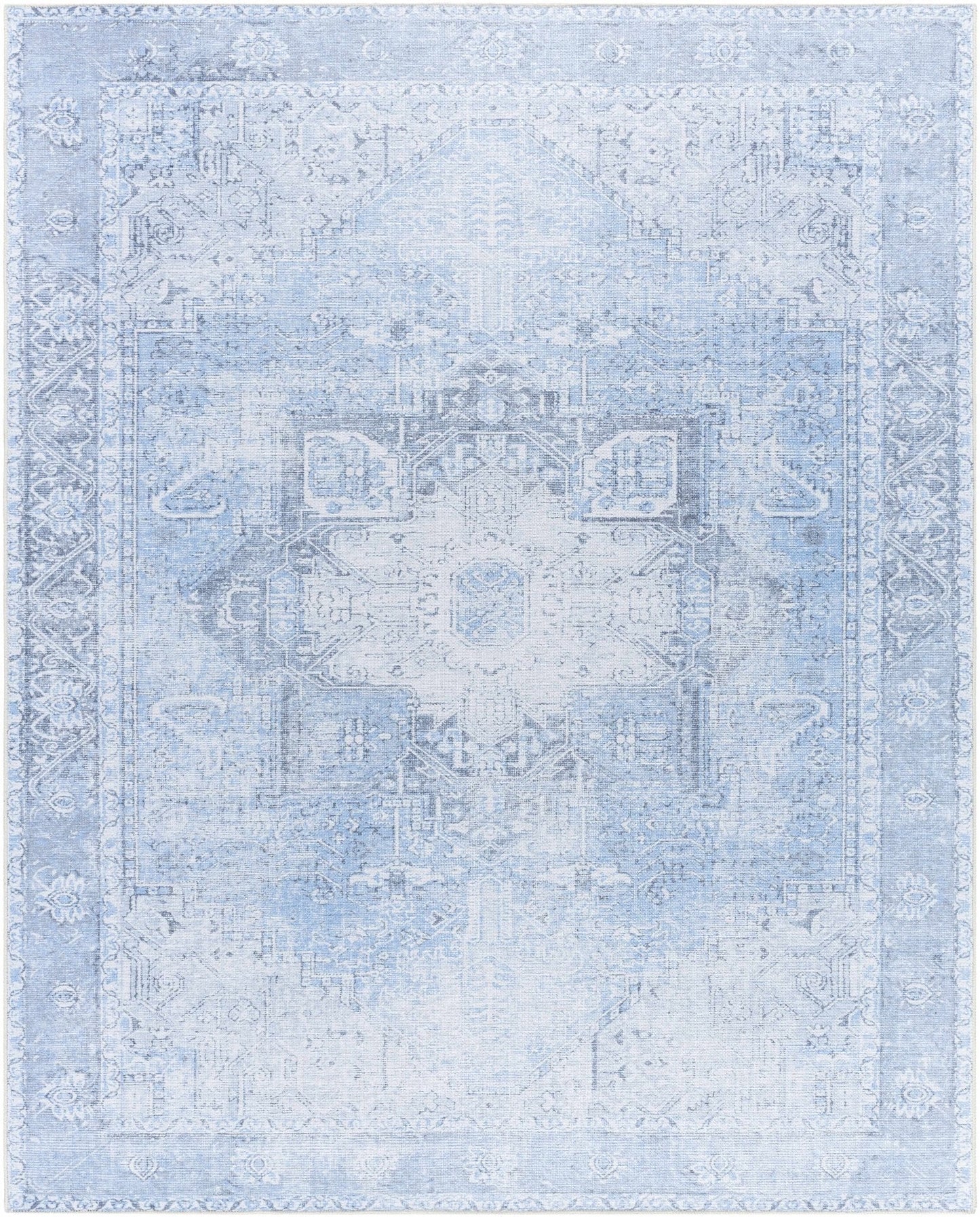 Ice Blue Flat Pile Washable Rug - Clearance - Quahog Bay Bedding