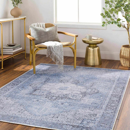 Ice Blue Flat Pile Washable Rug - Clearance - Quahog Bay Bedding