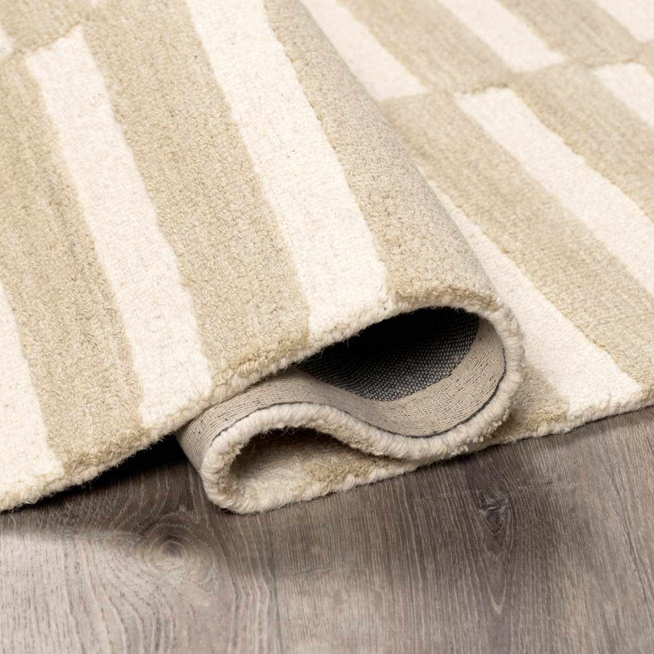Idaho Broken - Striped Beige Area Rug | Our PNW Home X Livabliss - Quahog Bay Bedding