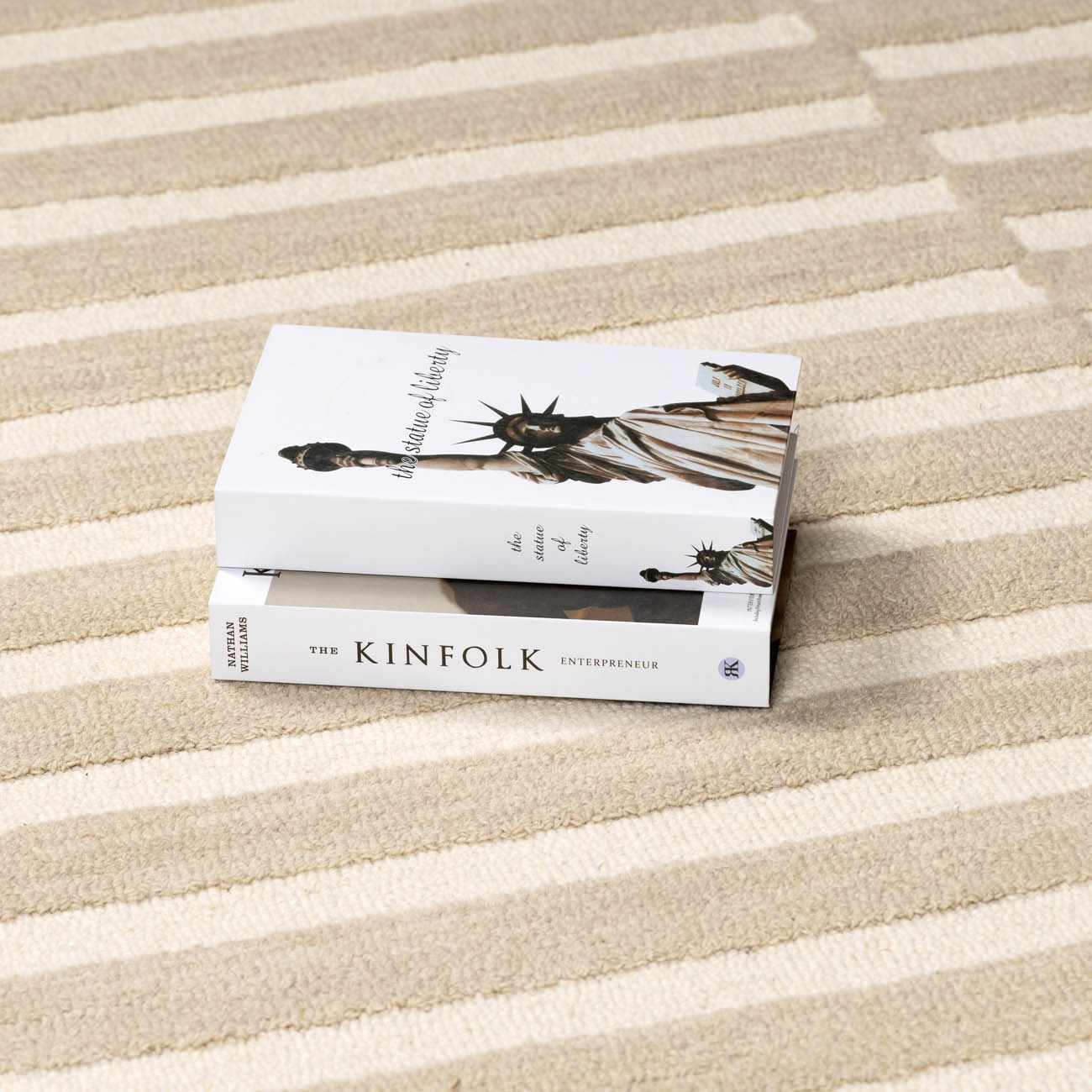 Idaho Broken - Striped Beige Area Rug | Our PNW Home X Livabliss - Quahog Bay Bedding