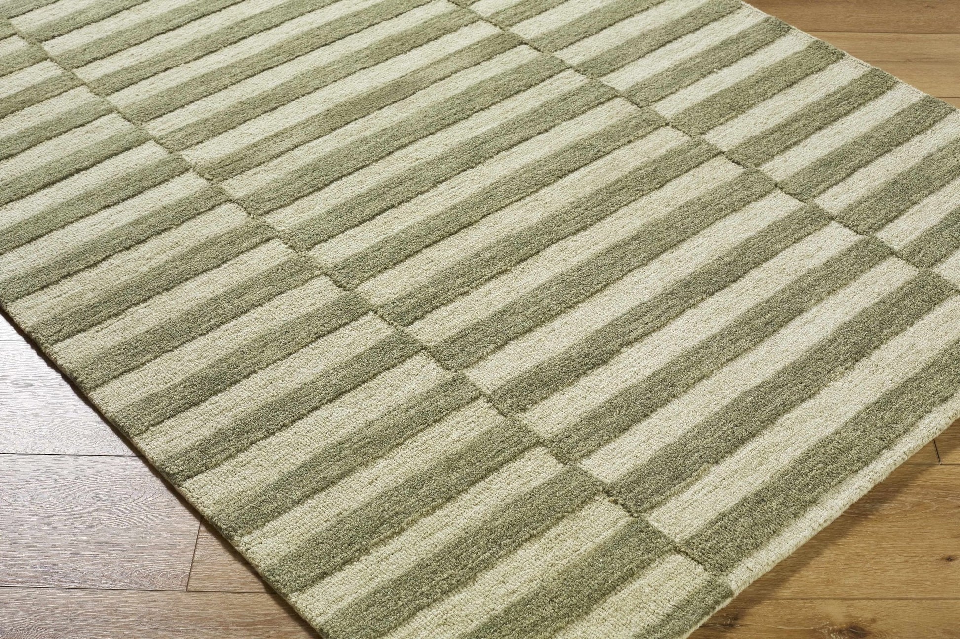 Idaho Broken - Striped Green Area Rug | Our PNW Home X Livabliss - Quahog Bay Bedding