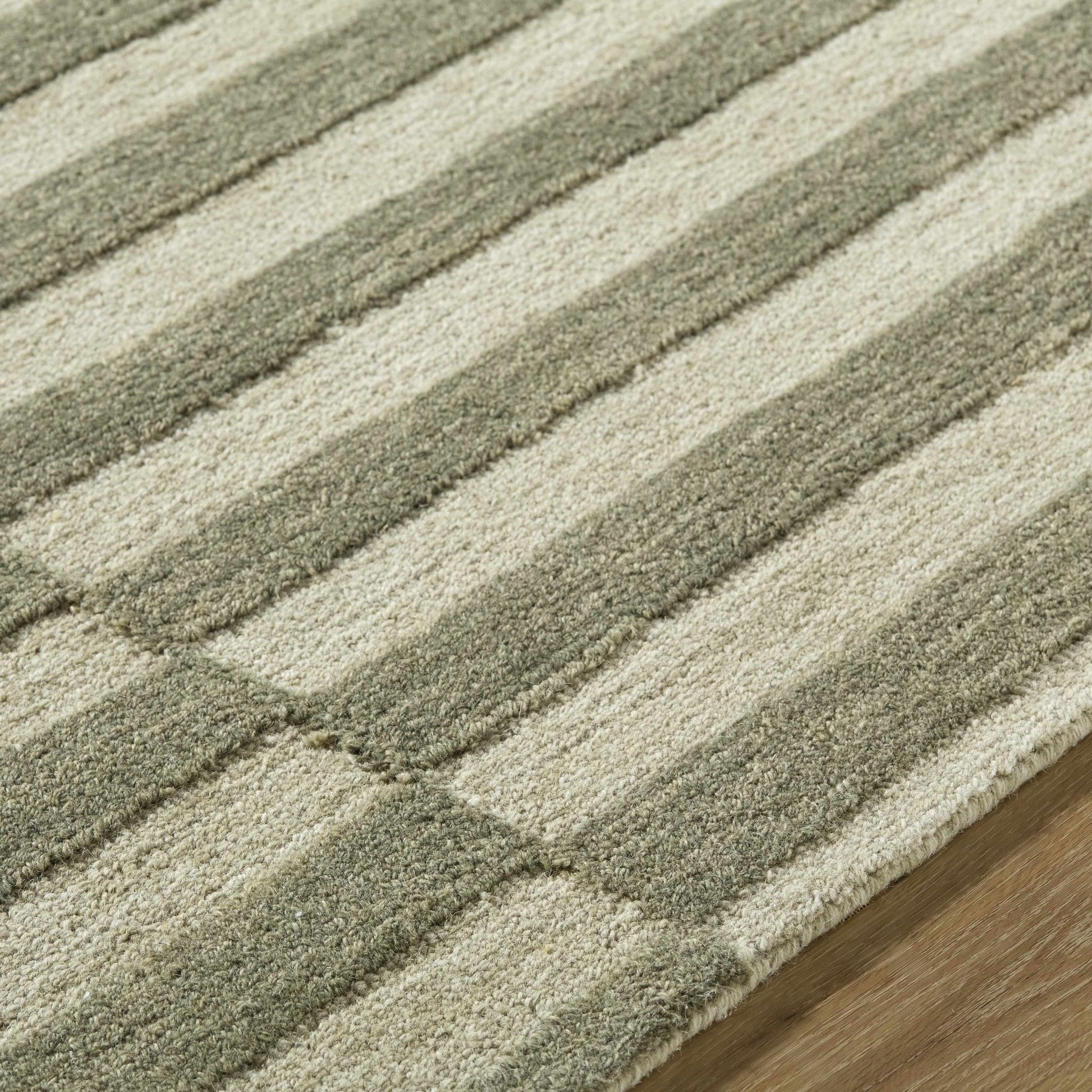 Idaho Broken - Striped Green Area Rug | Our PNW Home X Livabliss - Quahog Bay Bedding