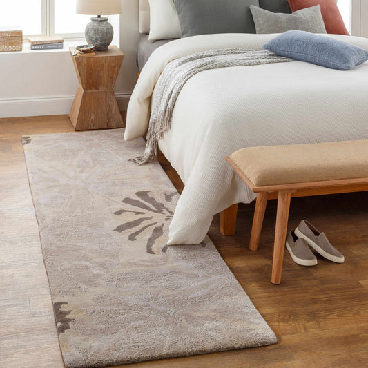 Ilfeld Athena Gray Floral Wool Rug - Quahog Bay Bedding
