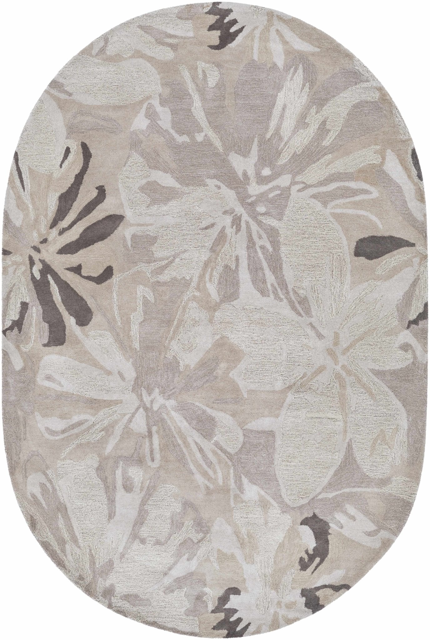 Ilfeld Athena Gray Floral Wool Rug - Quahog Bay Bedding