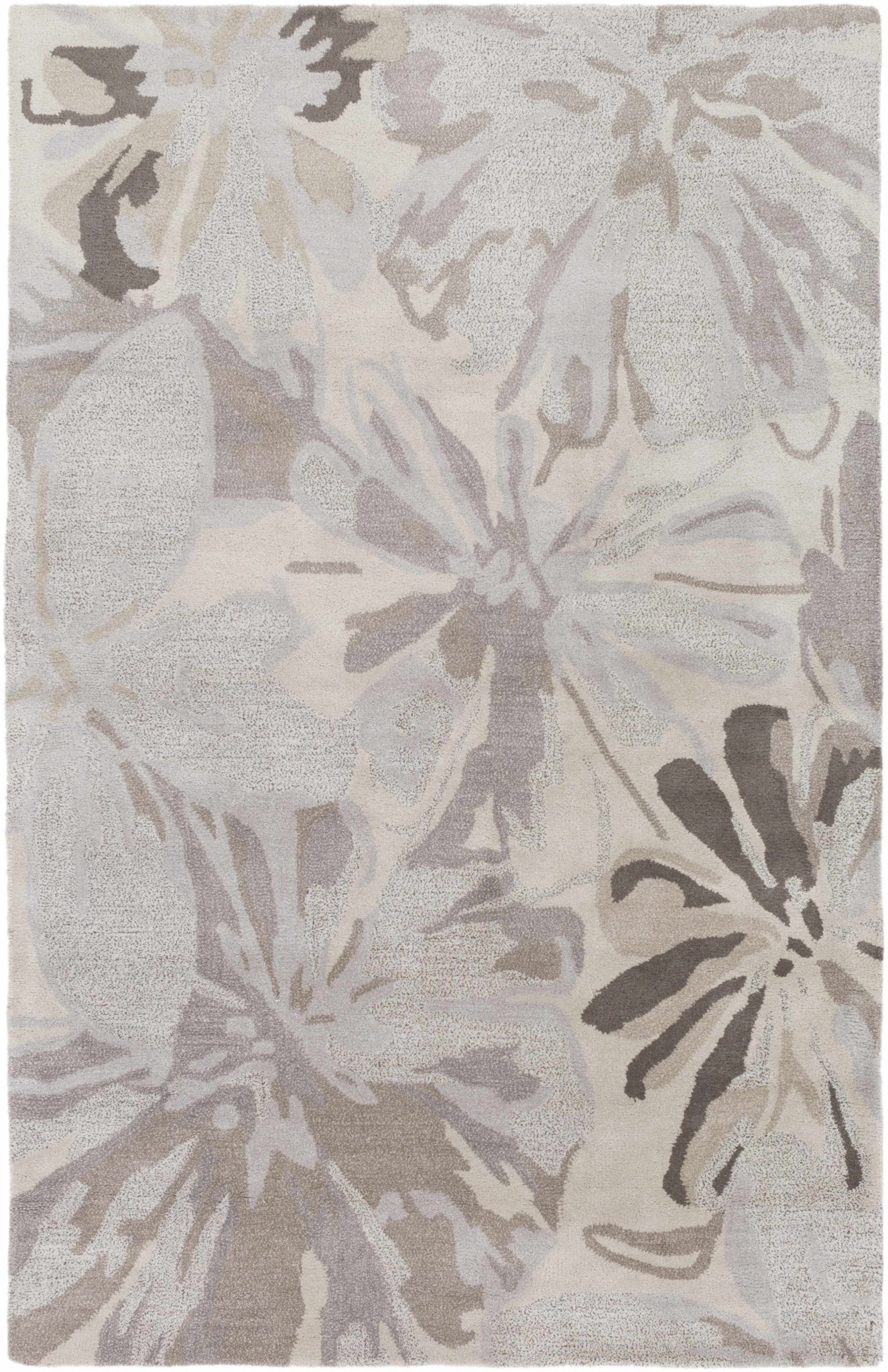 Ilfeld Athena Gray Floral Wool Rug - Quahog Bay Bedding