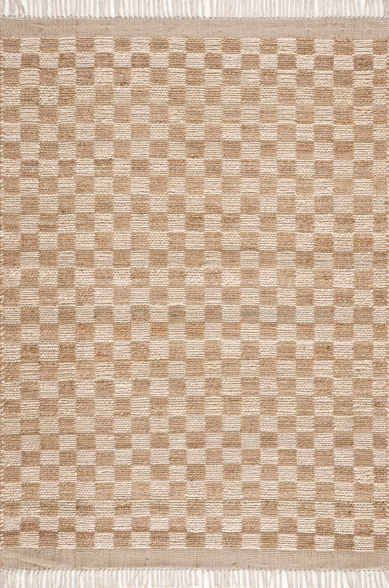 Ionut Checkered Jute Area Rug - Quahog Bay Bedding
