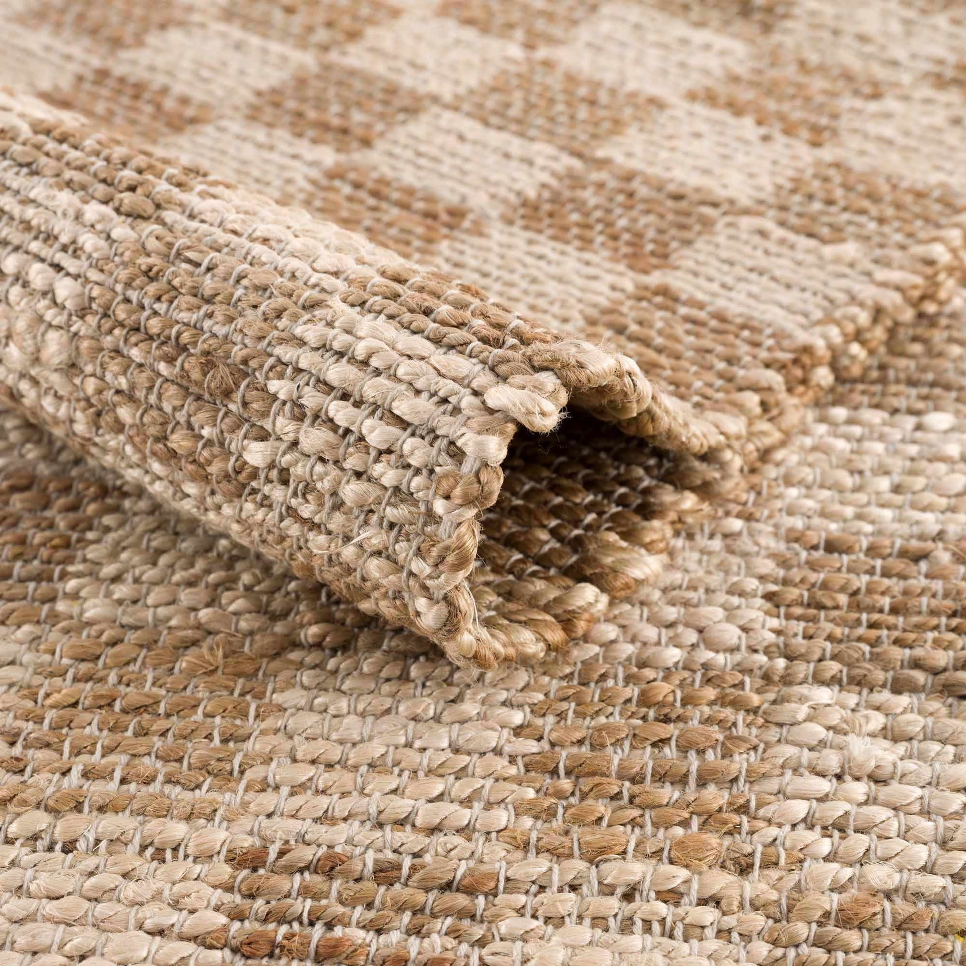 Ionut Checkered Jute Area Rug - Quahog Bay Bedding