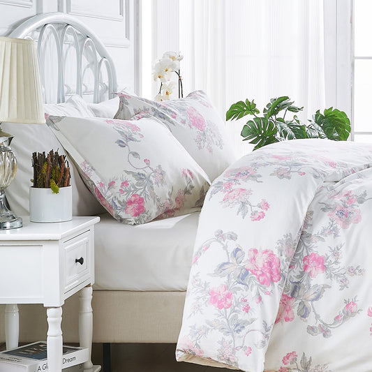 Jardin De Rose Printed Cotton Percale Duvet Set - Quahog Bay Bedding