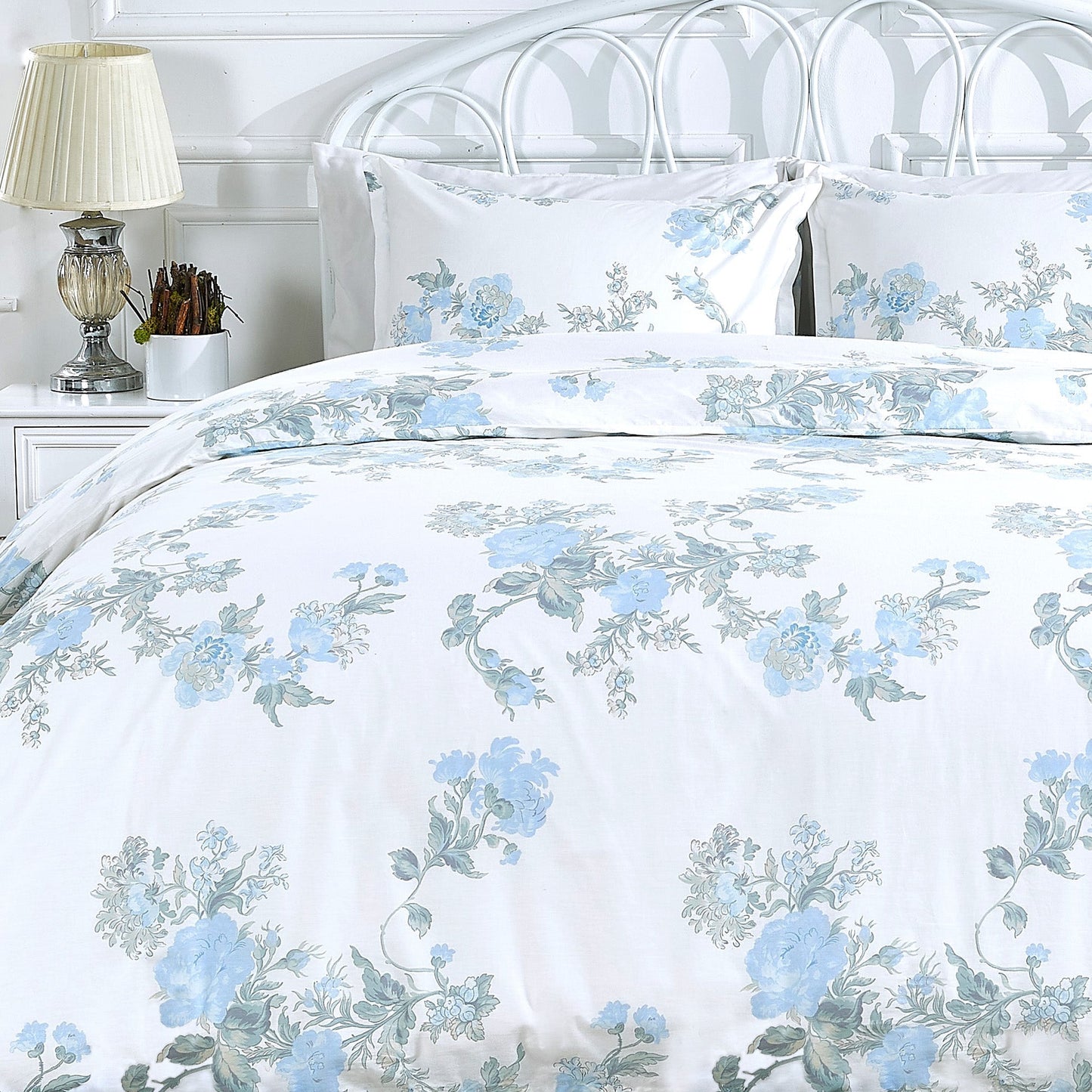 Jardin De Rose Printed Cotton Percale Duvet Set - Quahog Bay Bedding