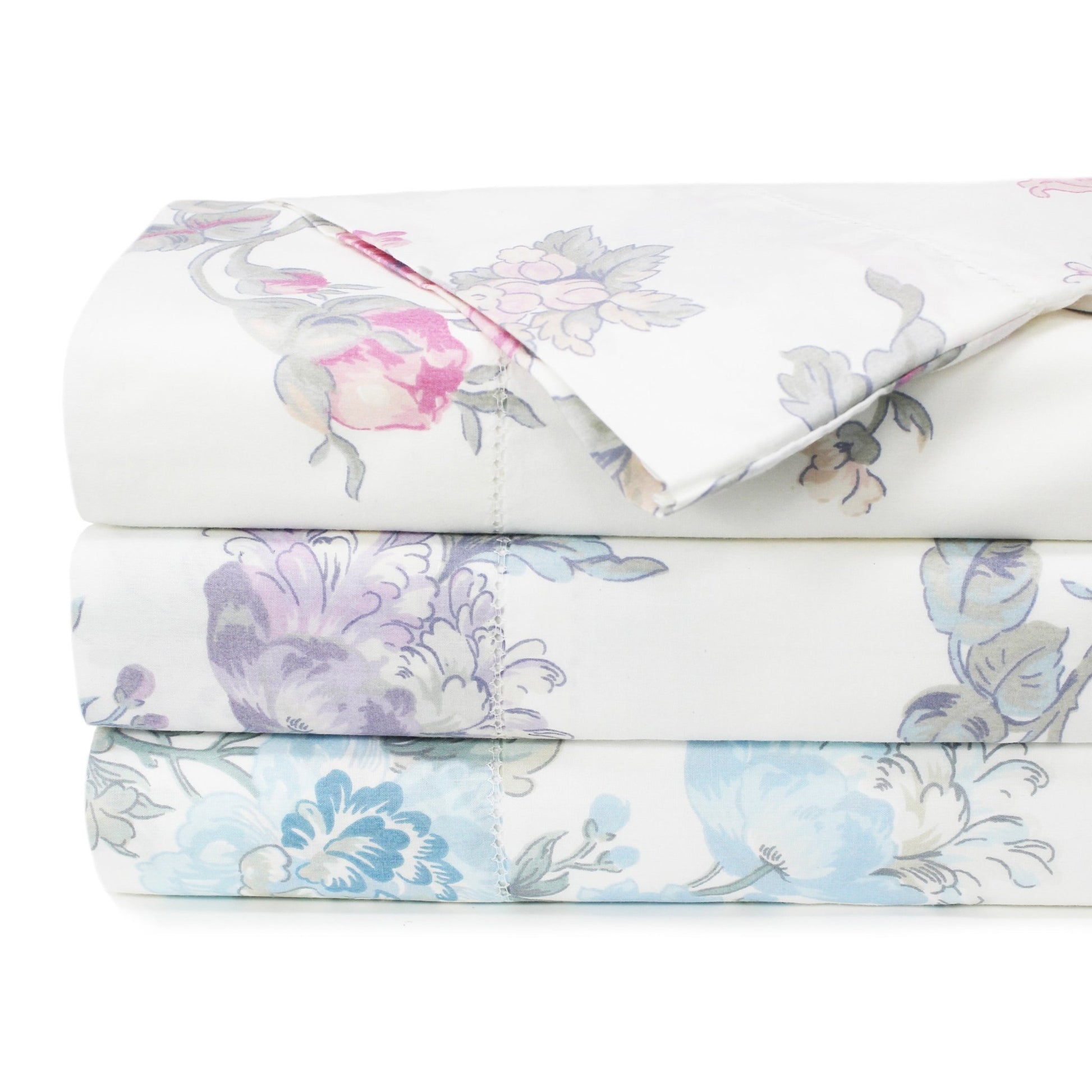 Jardin De Rose Printed Cotton Percale Sheet Set - Quahog Bay Bedding