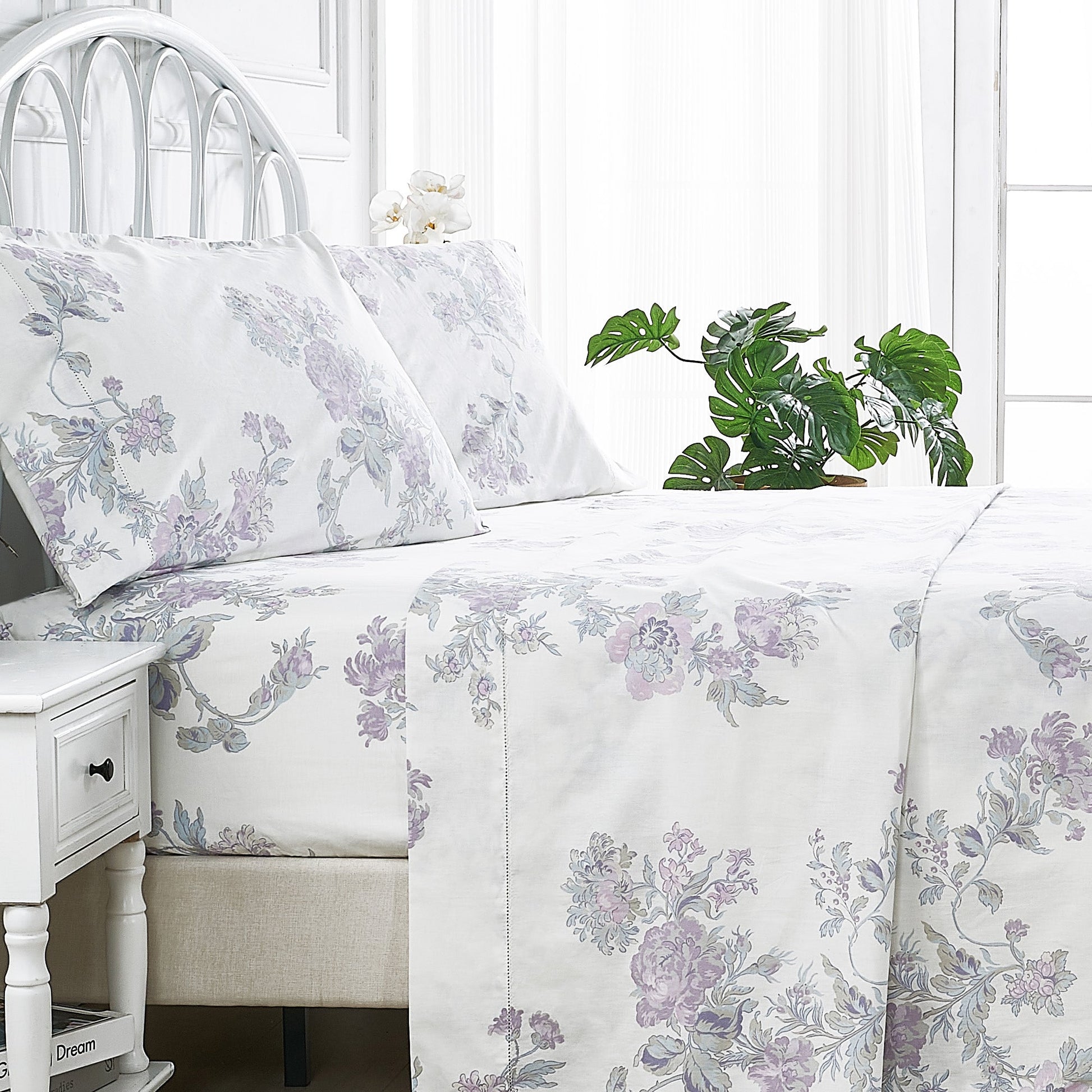 Jardin De Rose Printed Cotton Percale Sheet Set - Quahog Bay Bedding