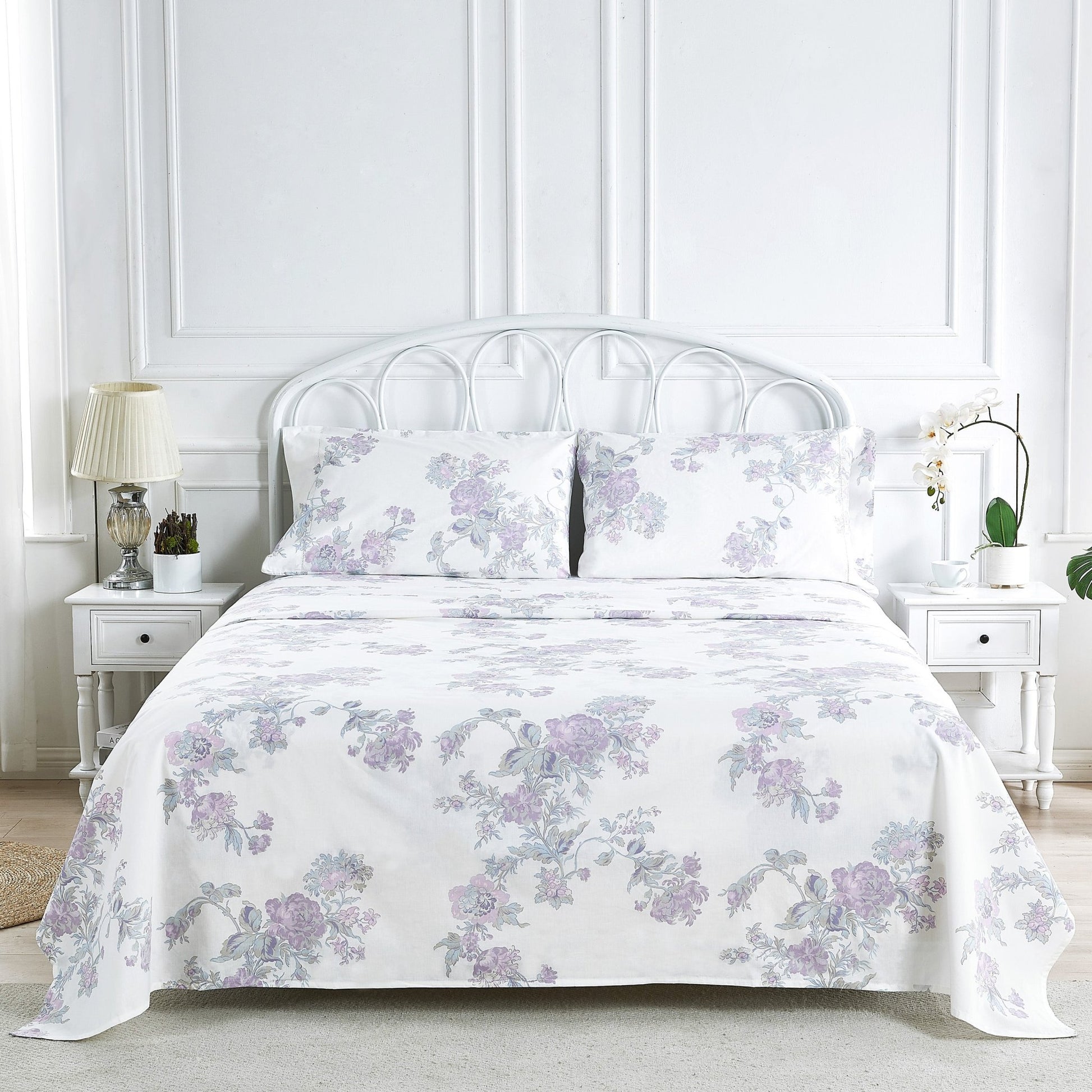 Jardin De Rose Printed Cotton Percale Sheet Set - Quahog Bay Bedding
