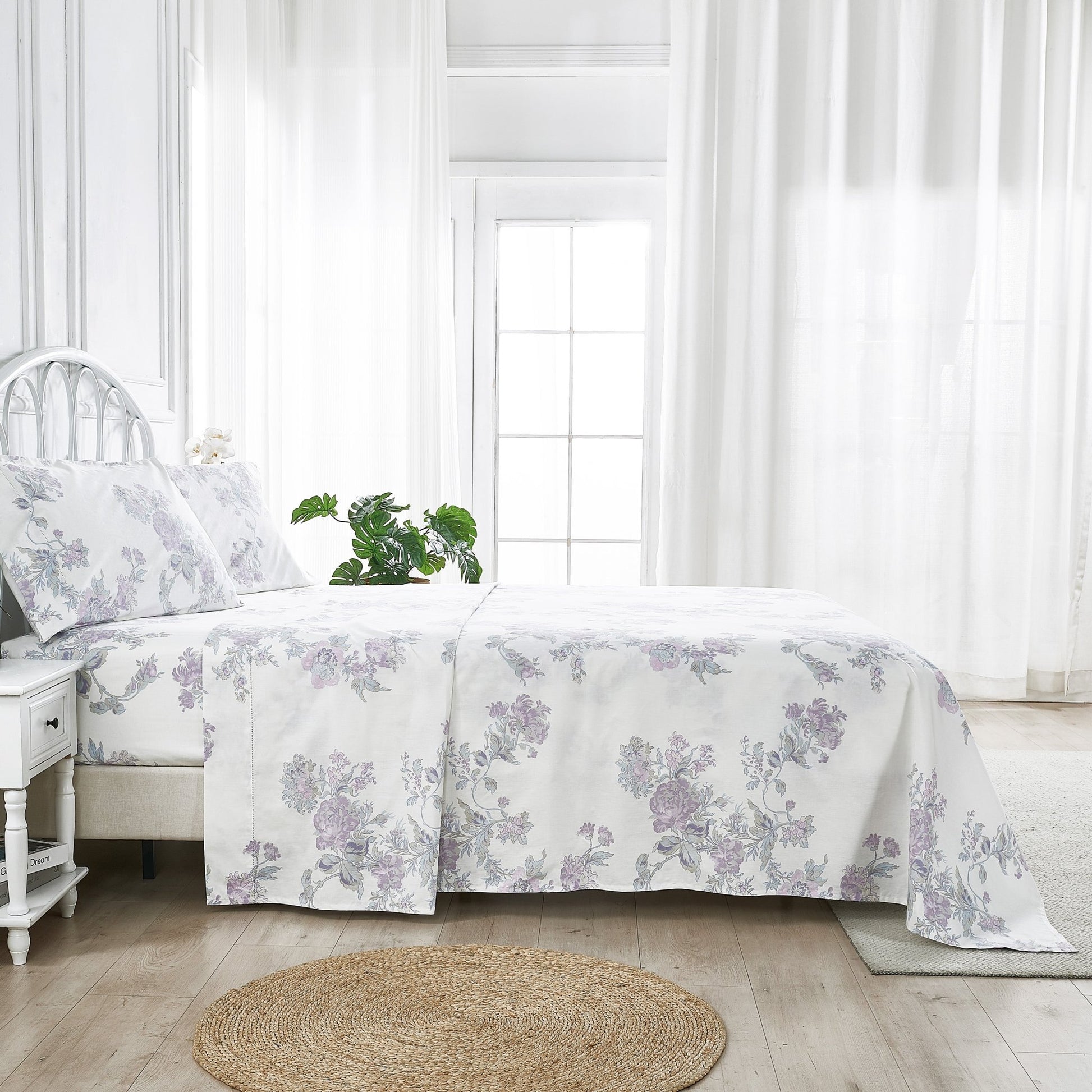 Jardin De Rose Printed Cotton Percale Sheet Set - Quahog Bay Bedding