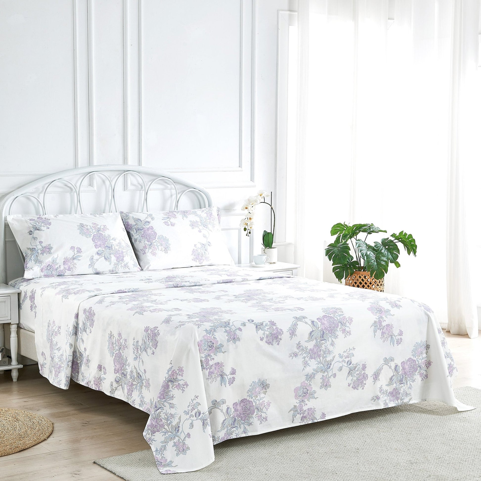 Jardin De Rose Printed Cotton Percale Sheet Set - Quahog Bay Bedding