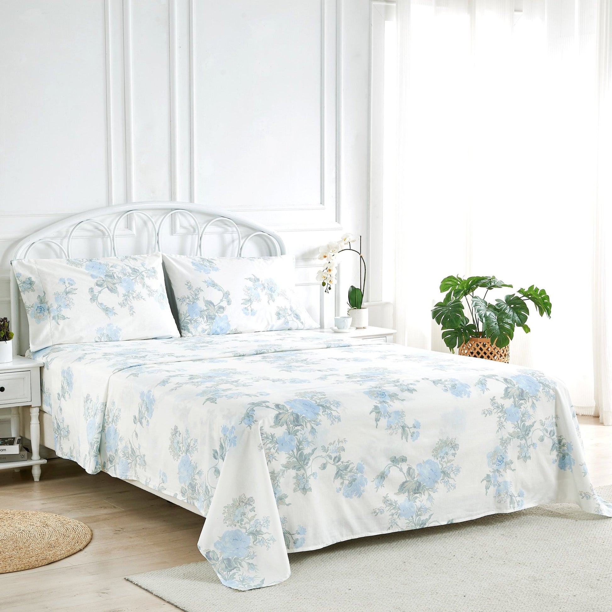 Jardin De Rose Printed Cotton Percale Sheet Set - Quahog Bay Bedding