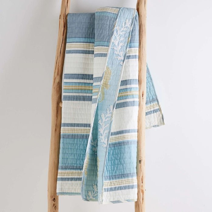 Kailua Quilted Throw - Coastal Throw Blanket - Quahog Bay Bedding