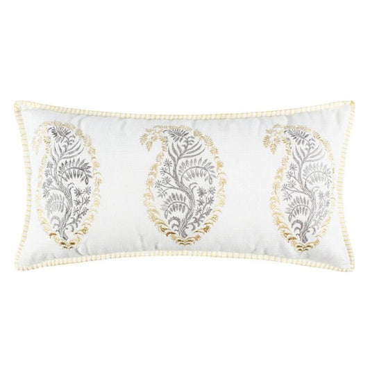 Kamira Embroidered Paisley Pillow - Floral Accent Pillows - Quahog Bay Bedding