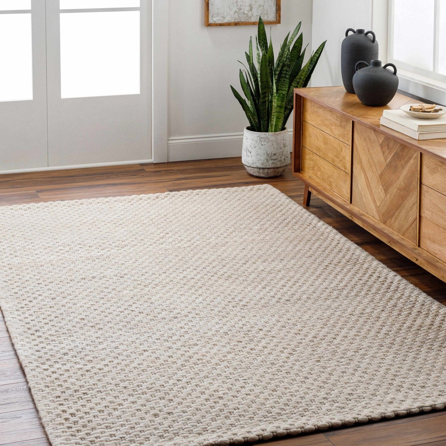 Kassa Beige Hand Woven Area Rug - Quahog Bay Bedding