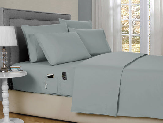 Kathy Ireland 6 - Piece Smart Pocket Sheet Sets w/ Side Pocket - Quahog Bay Bedding