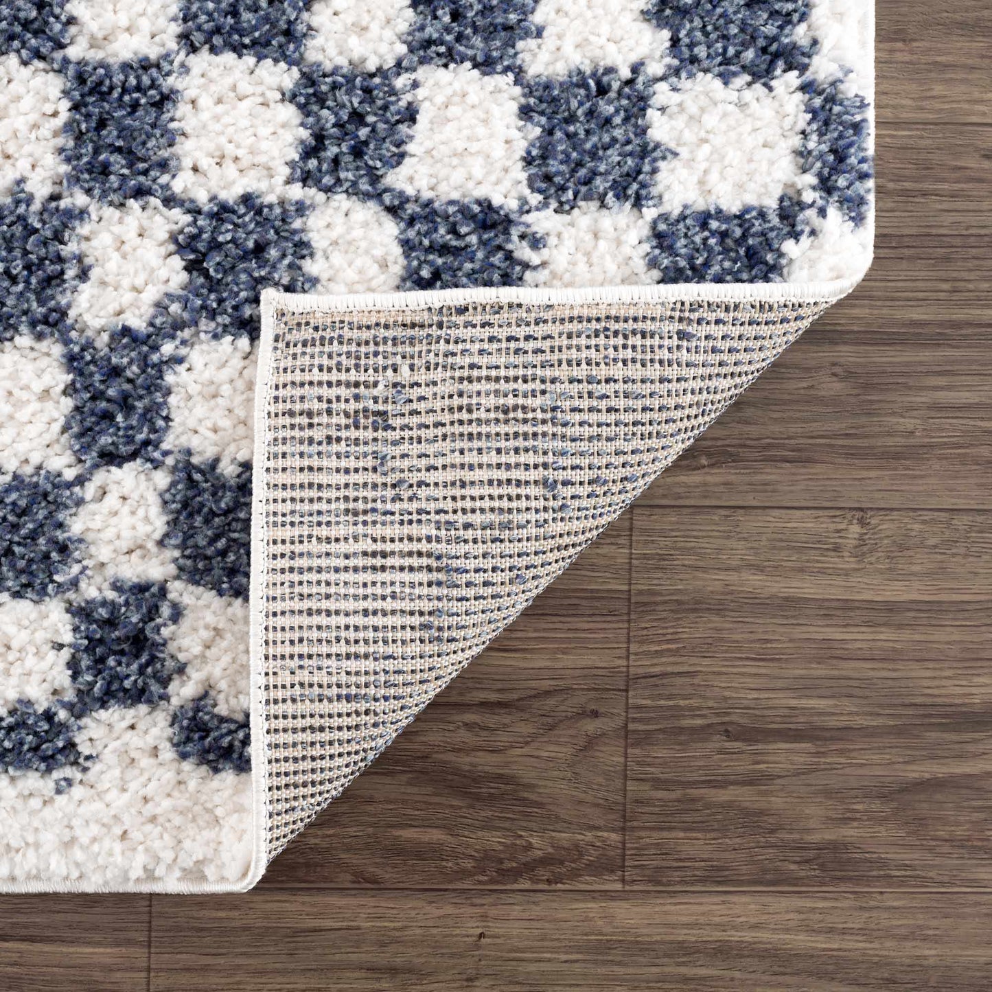 Kieu Blue & White Checkered Area Rug - Quahog Bay Bedding