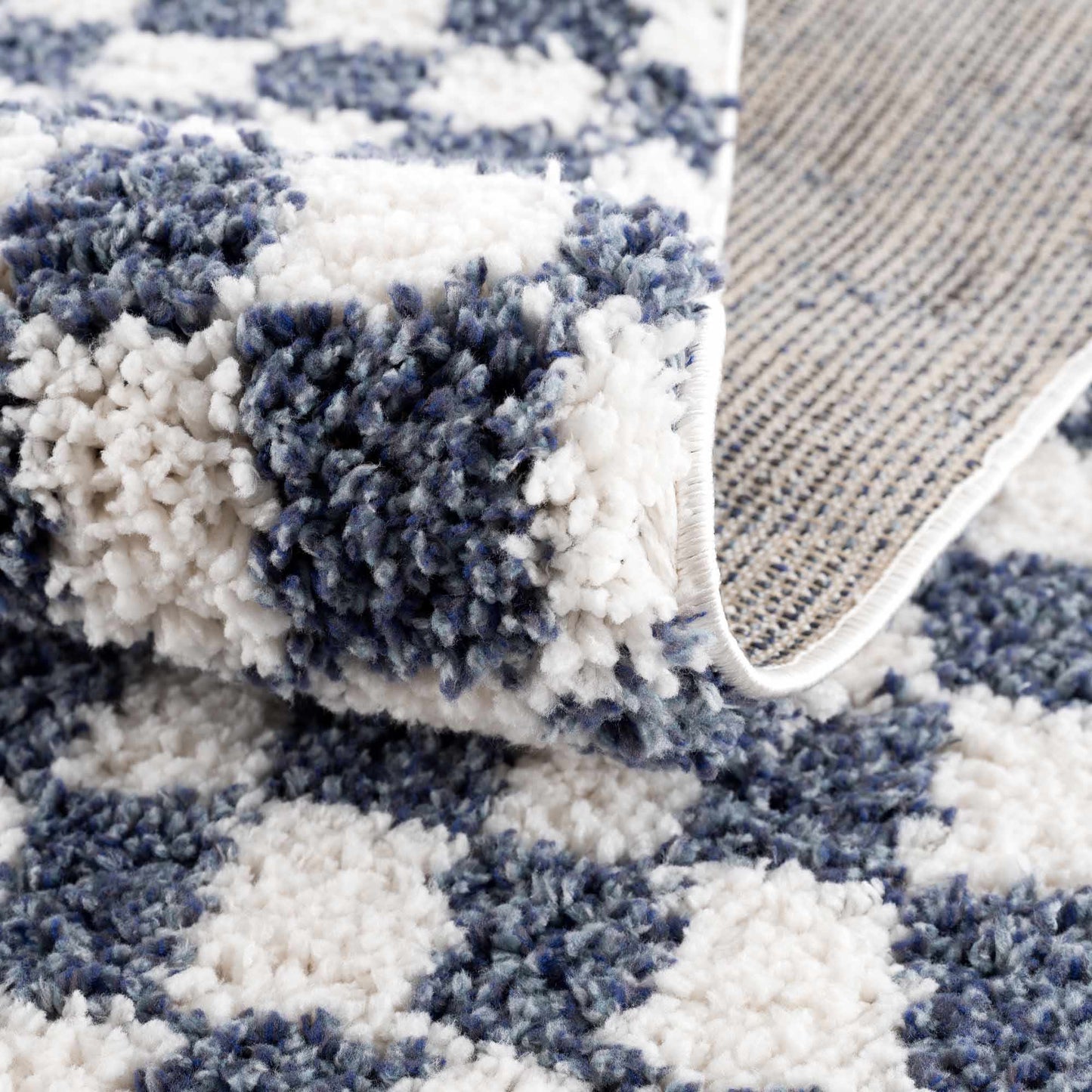 Kieu Blue & White Checkered Area Rug - Quahog Bay Bedding